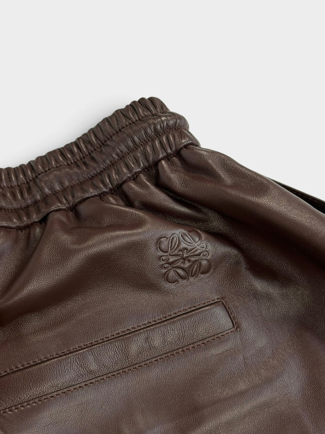 Loewe Shorts In Chocolate Brown Leather (Size S / UK 8) 100% authentic and preloved in excellent condition