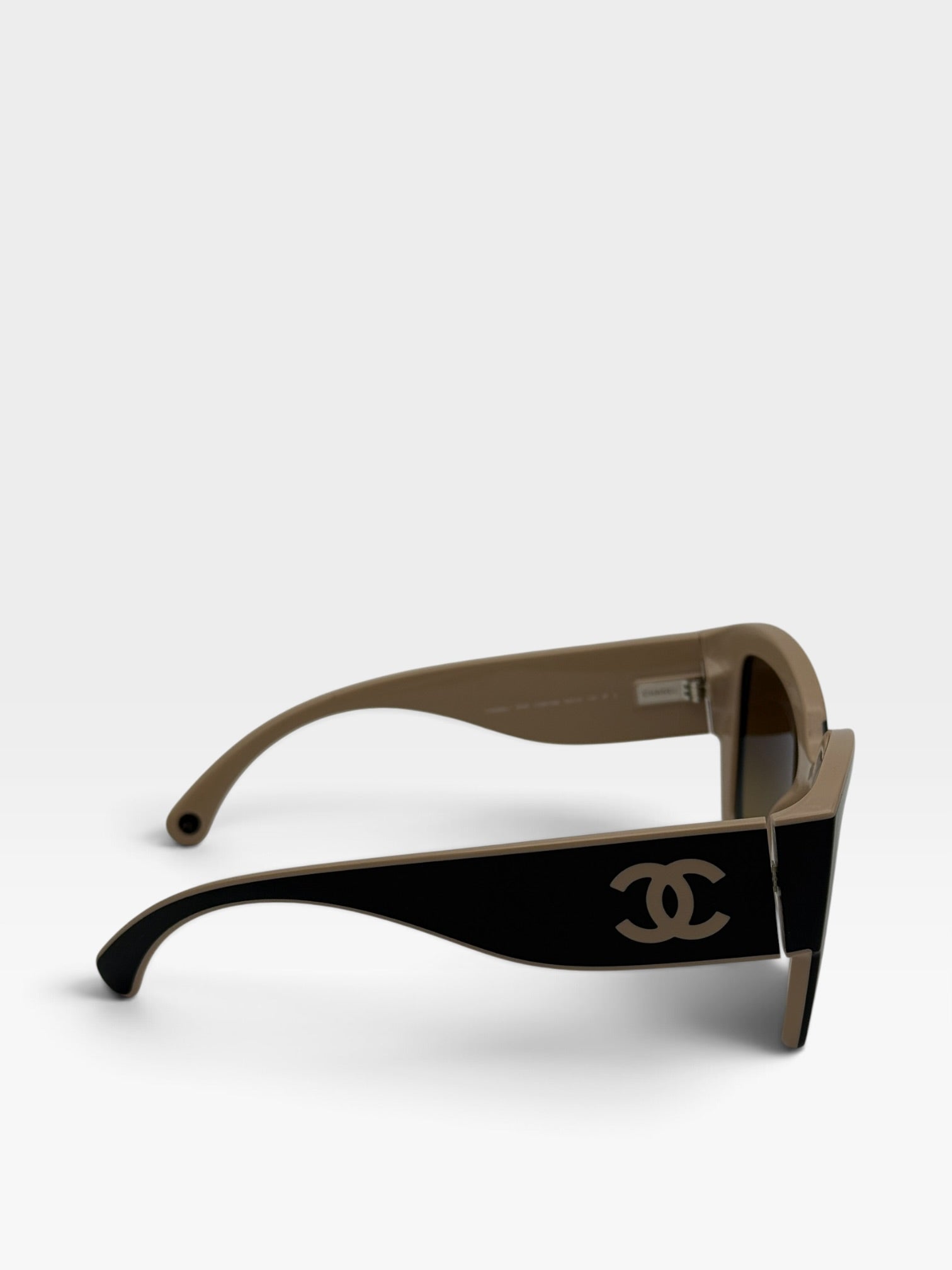 Chanel Butterfly Sunglasses In Beige & Black. 100% authentic and preloved in excellent condition