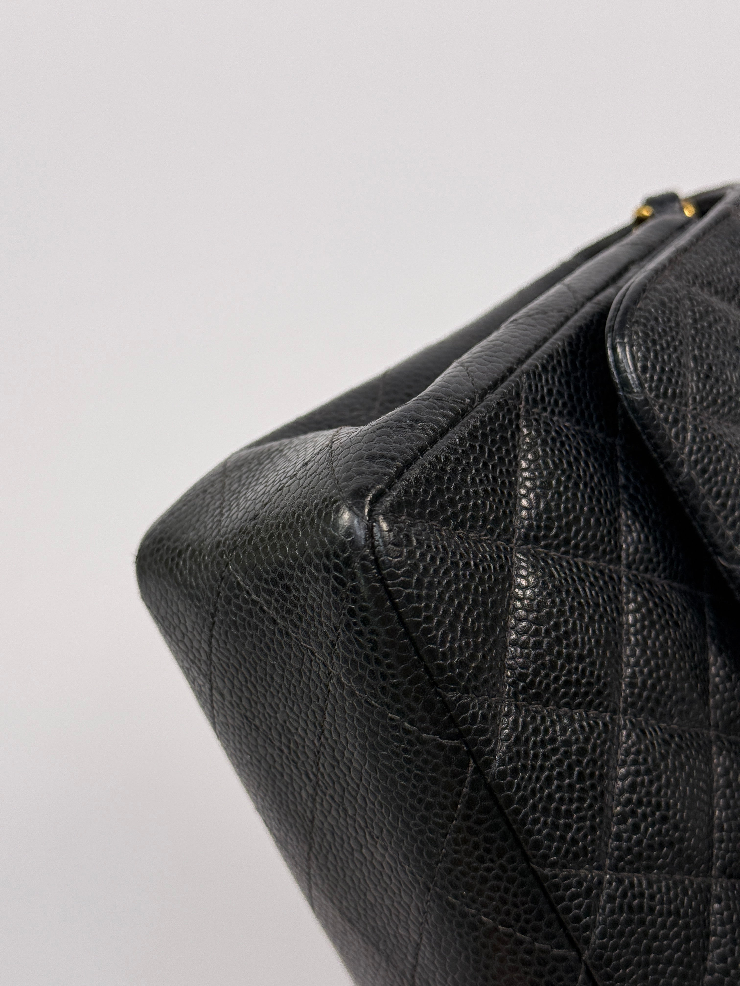 Chanel Vintage Small Classic Double Flap In Black Caviar Leather With GHW