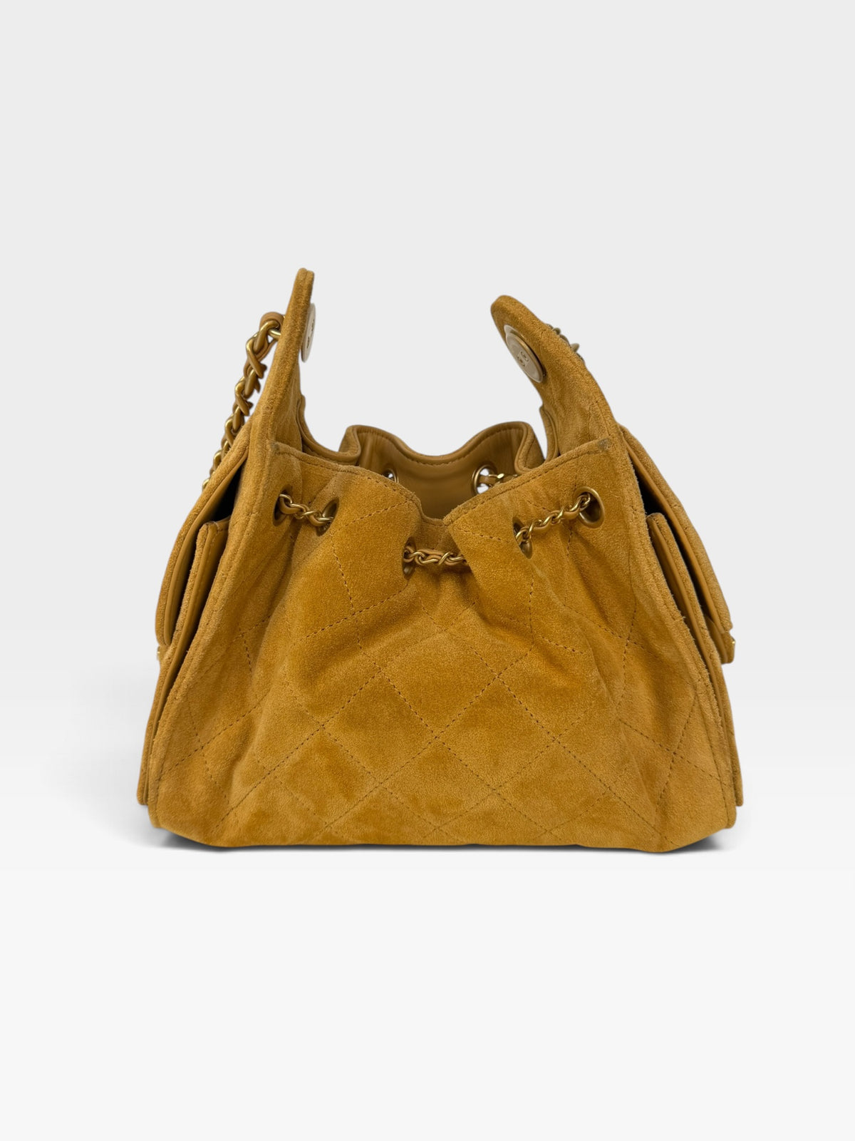 Chanel Micro 25 In Camel Suede With Gold Hardware. 100% authentic and preloved in excellent condition