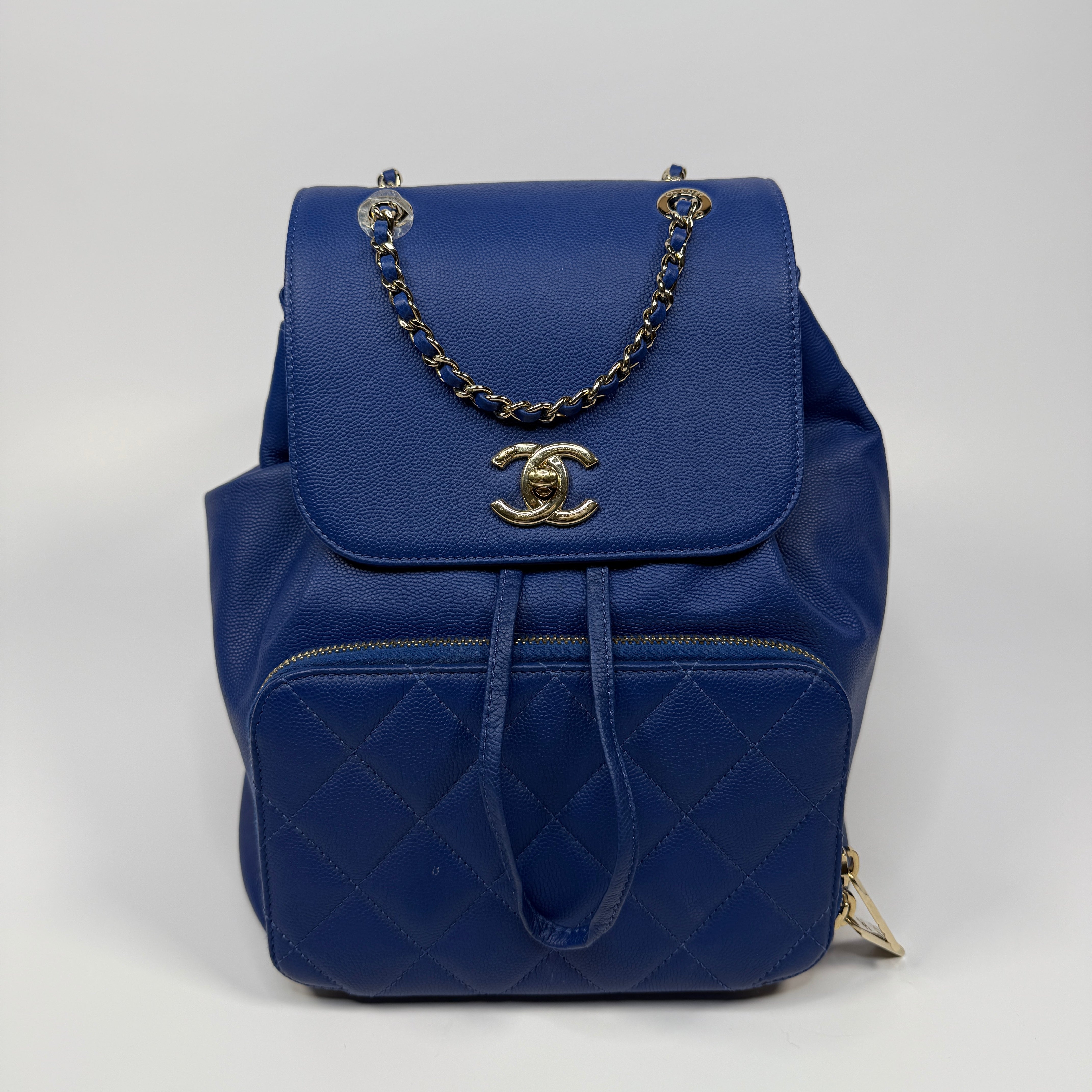 Chanel Affinity Backpack In Blue Caviar Leather With Palladium Hardware Pre Loved Authentic