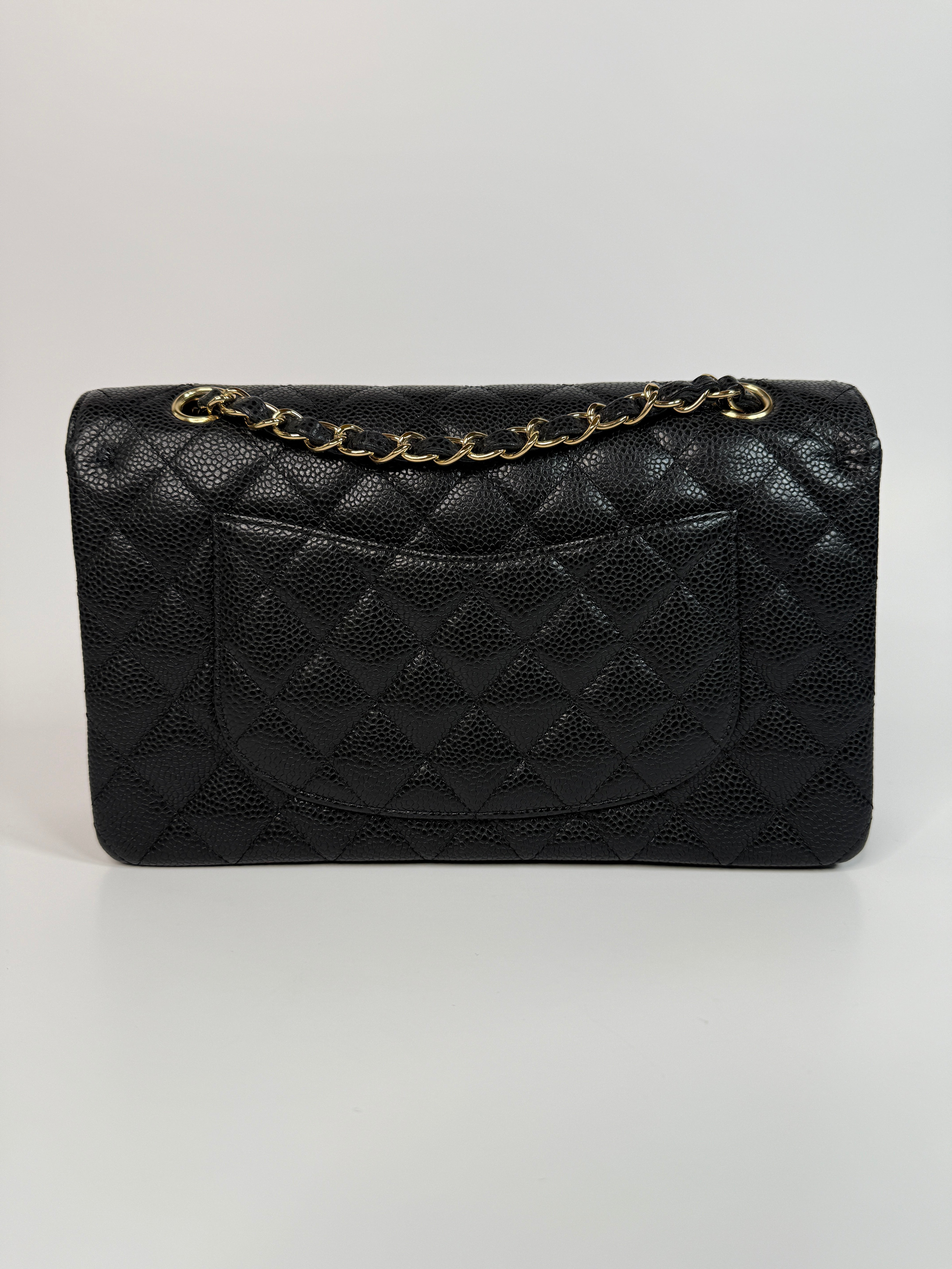 Chanel Medium Classic Double Flap Black Caviar With GHW