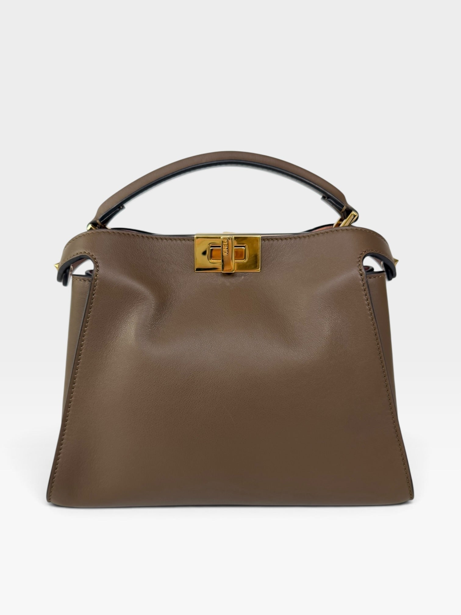 Fendi Small Peekaboo ISeeU Bag In Brown Calfskin Gold Hardware. 100% authentic and preloved in excellent condition.