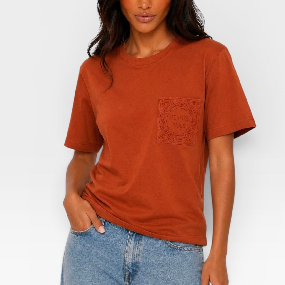 Hermès Embroidered Pocket T-Shirt (Size 36/UK8)