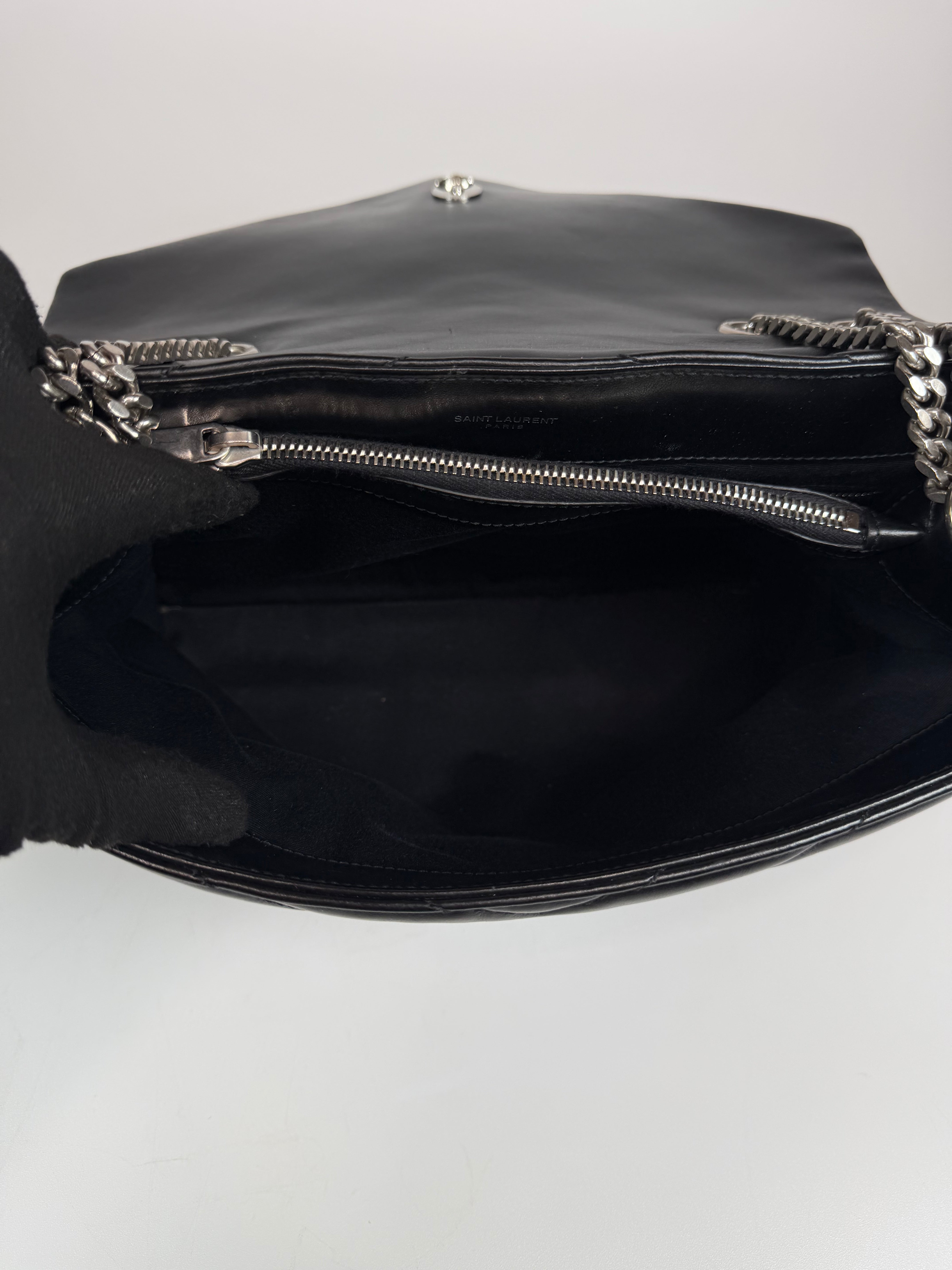 Saint Laurent LouLou In Black Chevron Leather With Silver Hardware. Authentic and preloved in excellent condition. Insured next day delivery. Verified by luxe cheshire