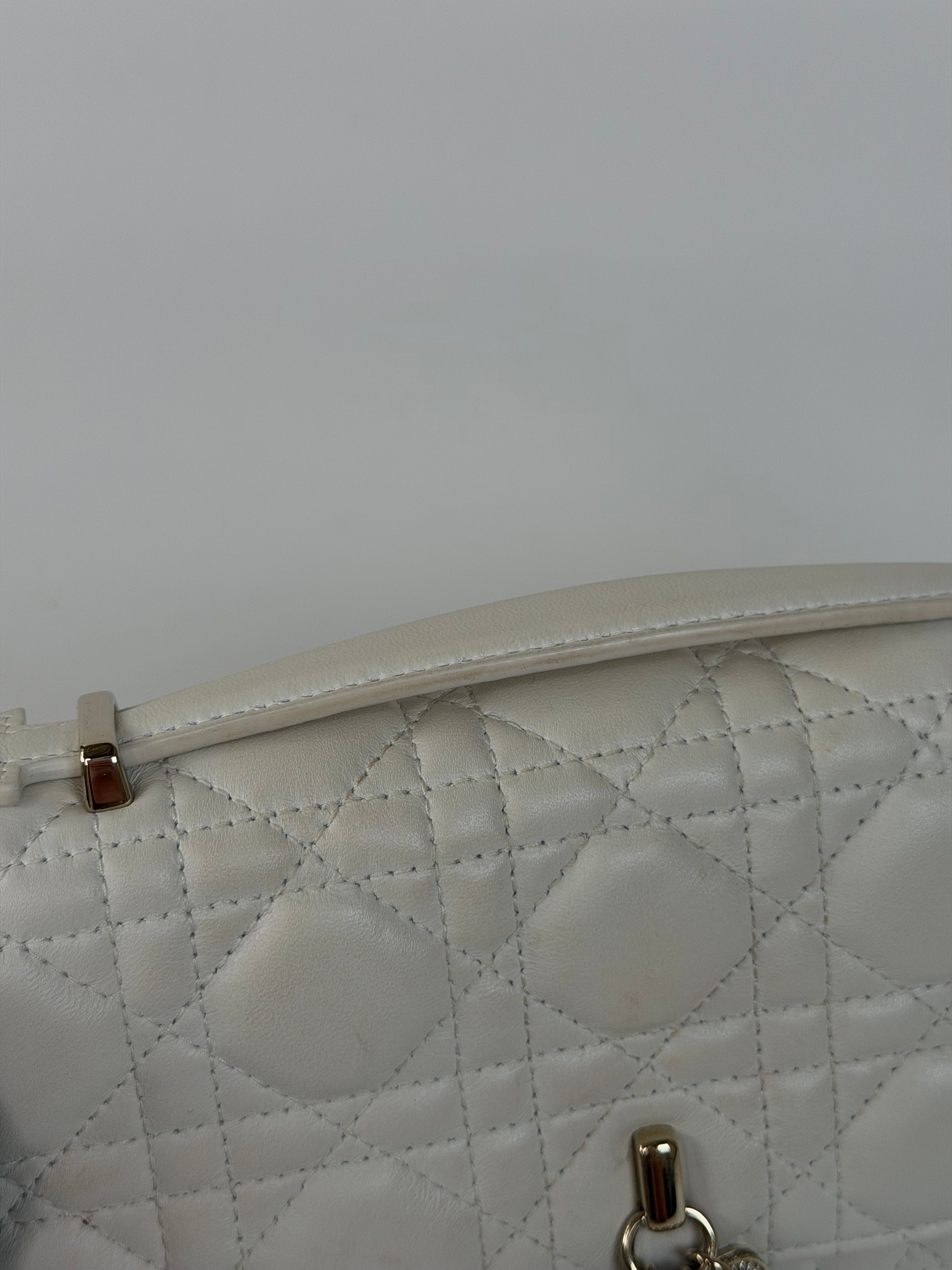 Christian Dior My Dior Top Handle In Latte Cannage Lambskin With Pale Gold Hardware 100% authentic and preloved in excellent condition