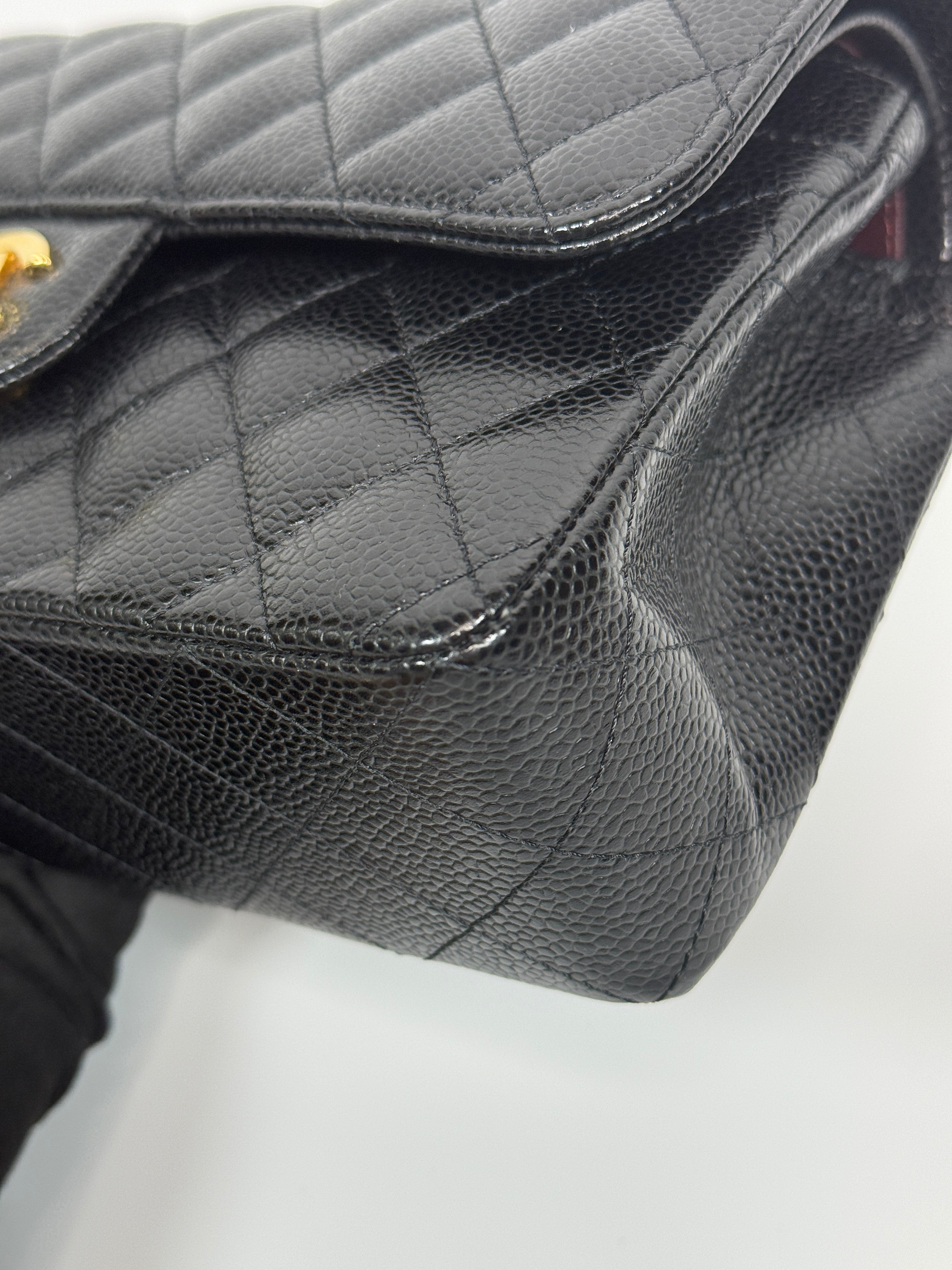 Chanel Small Classic Double Flap In Black Caviar Leather With Gold Hardware Authentic and Preloved In Excellent Condition. 100% Authenticity guarantee