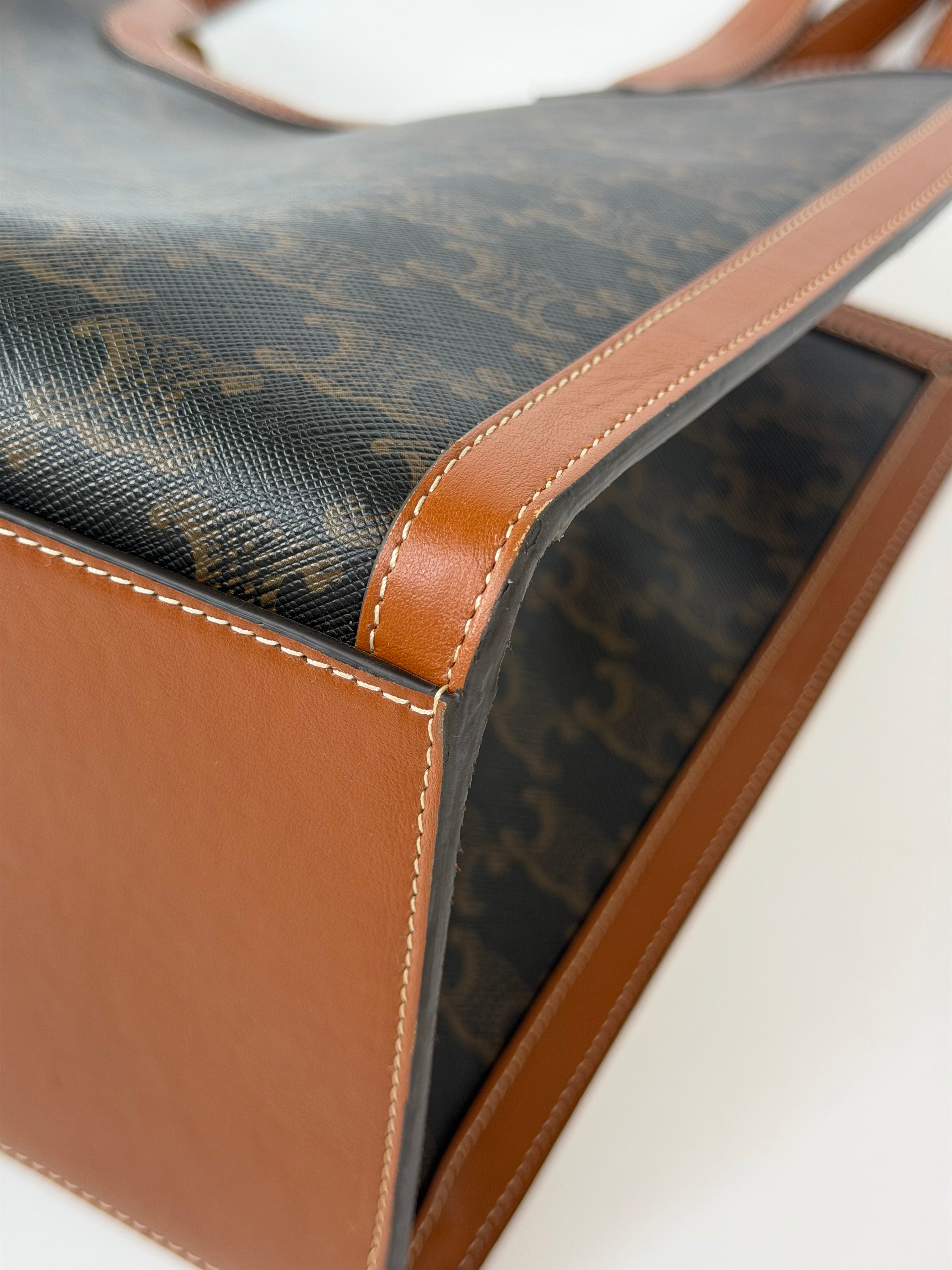 Celine Cabas 16 In Triomphe Canvas And Tan Calfskin. 100% authentic and preloved in excellent condition.