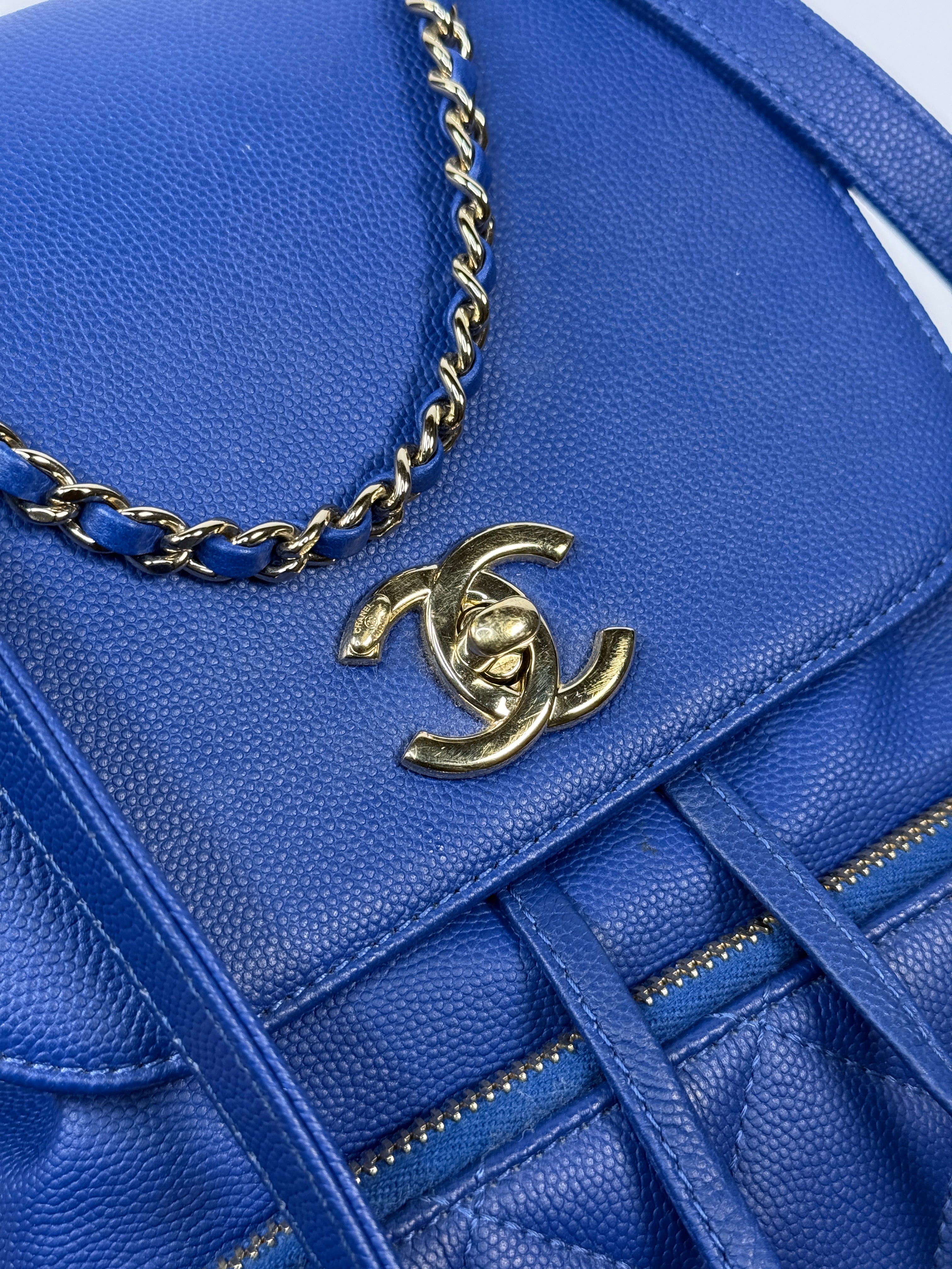 Chanel Affinity Backpack In Blue Caviar Leather With Palladium Hardware Pre Loved Authentic