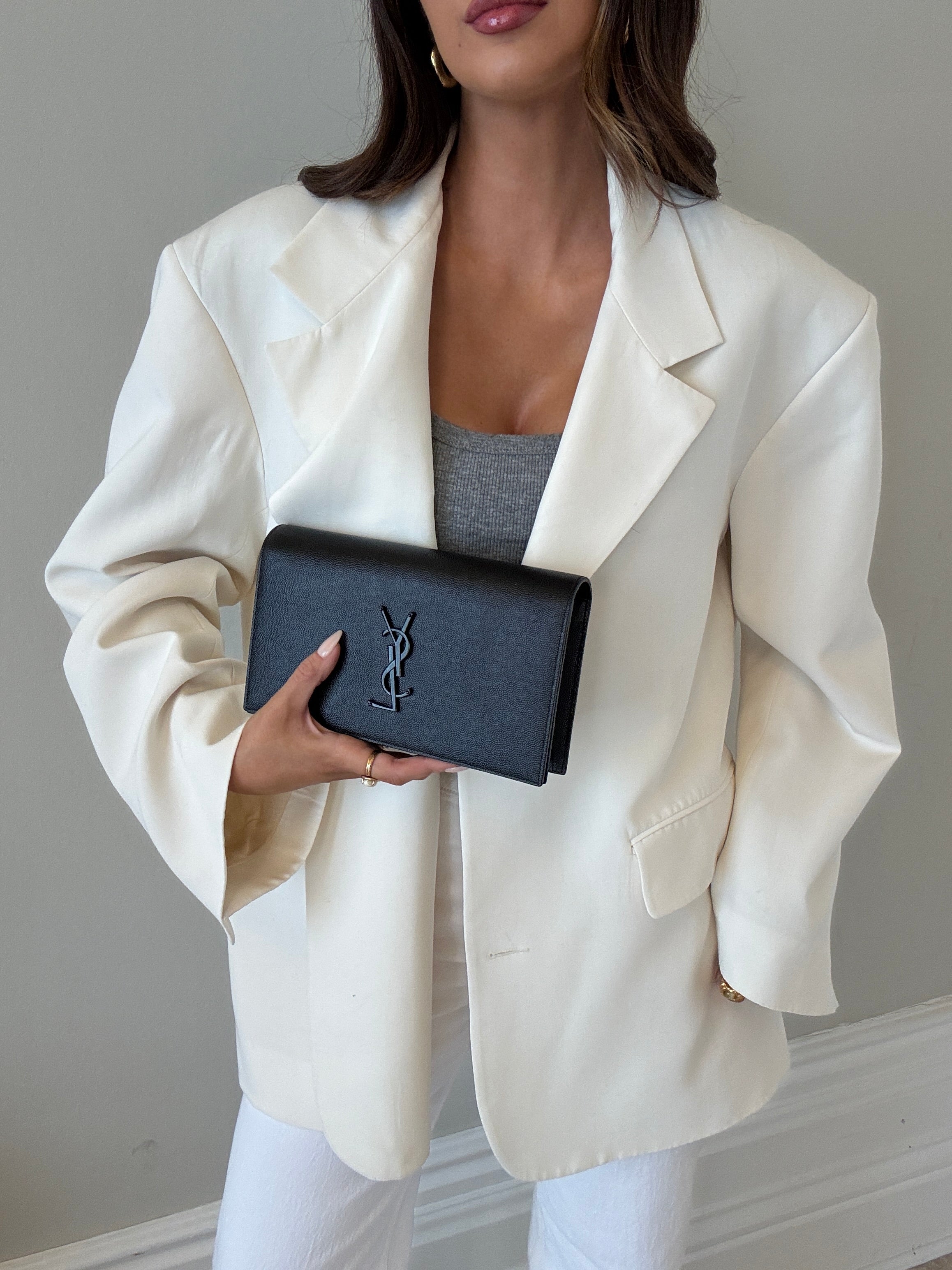 Saint Laurent Belle De Jour Clutch In Black Leather