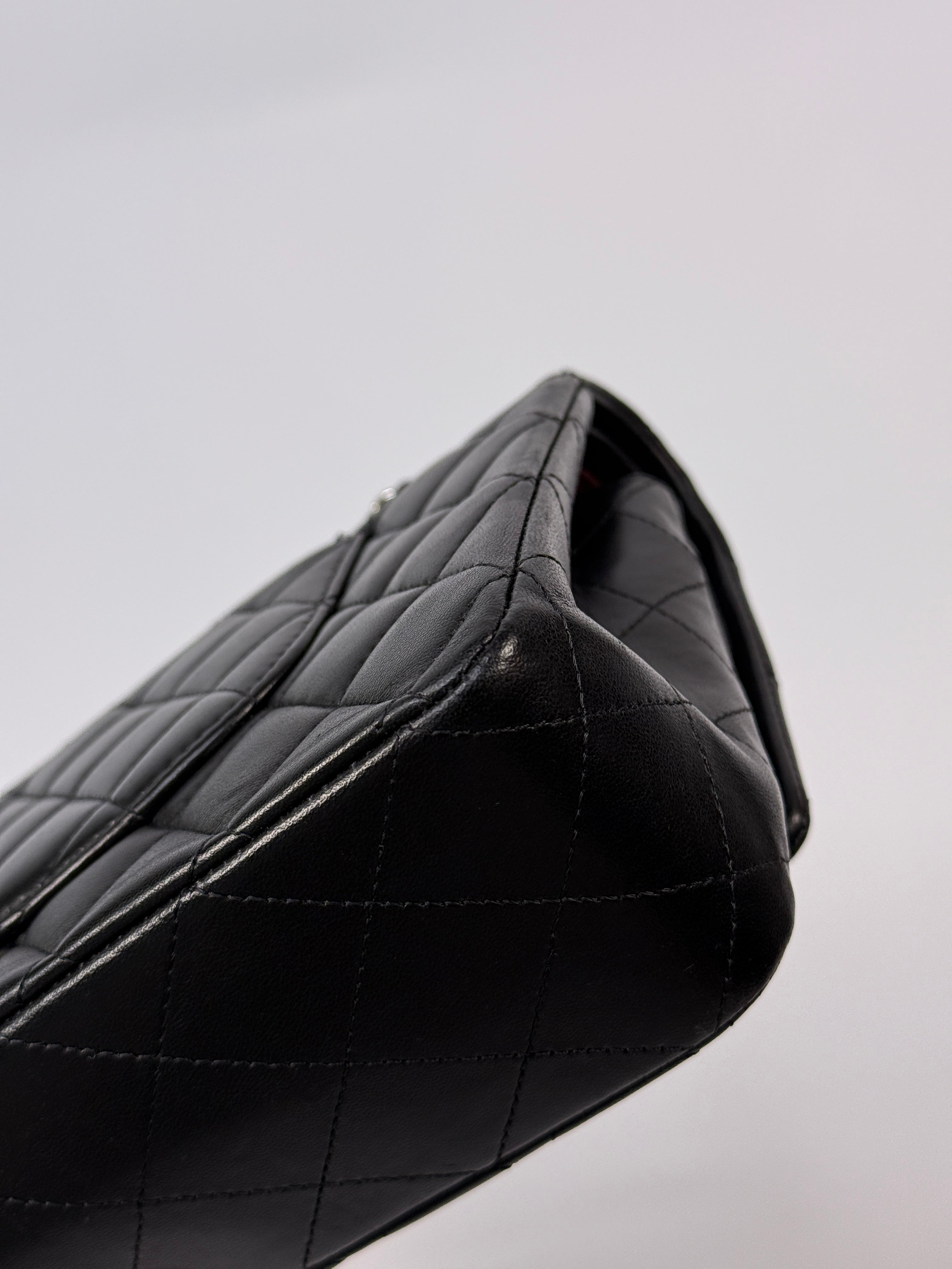 Chanel Medium Classic Double Flap Black Lambskin Leather With Silver Hardware
Pre Loved & Authentic