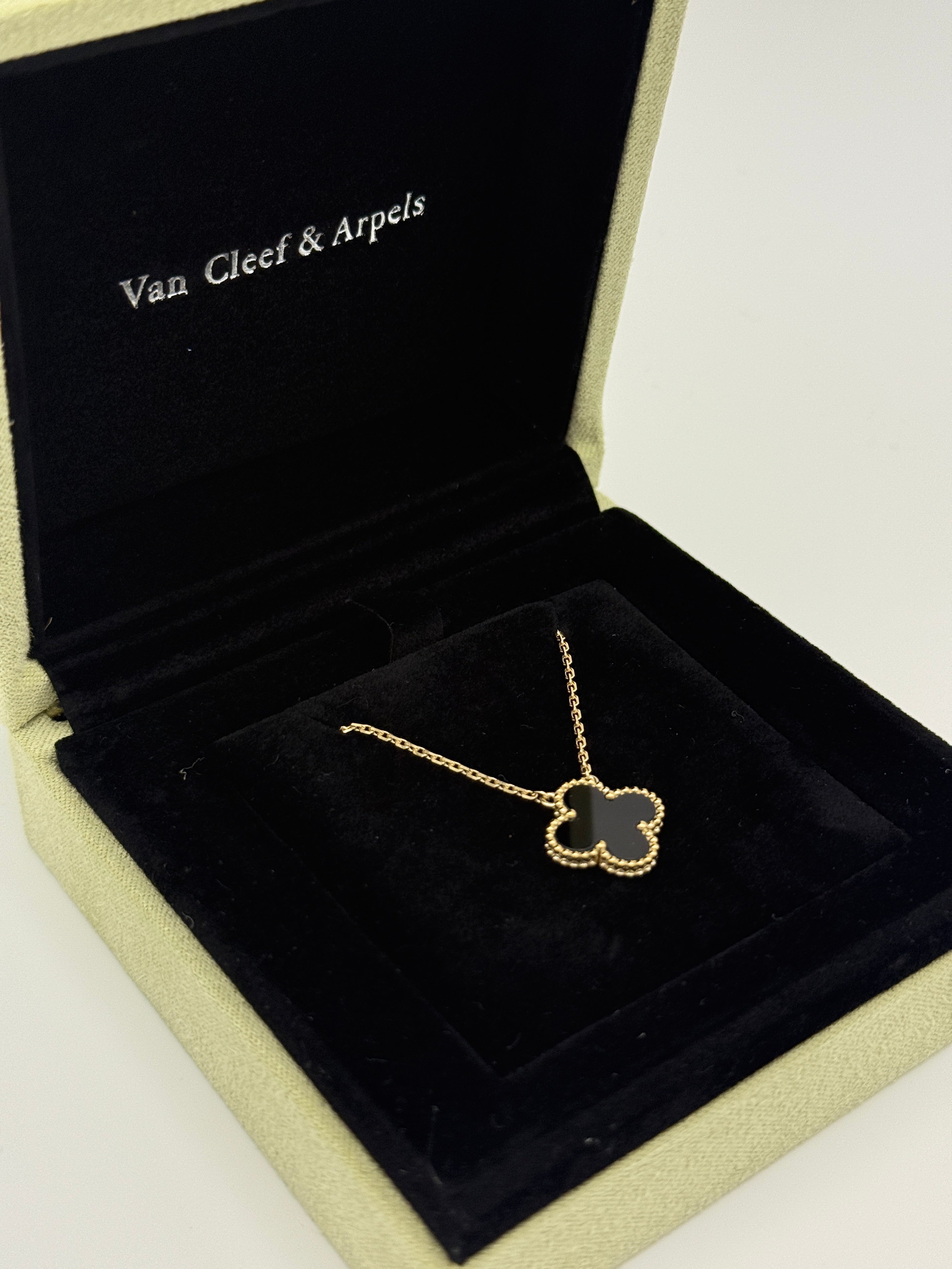 Van Cleef & Arpels Vintage Alhambra Onyx Pendant authentic and preloved in excellent condition.