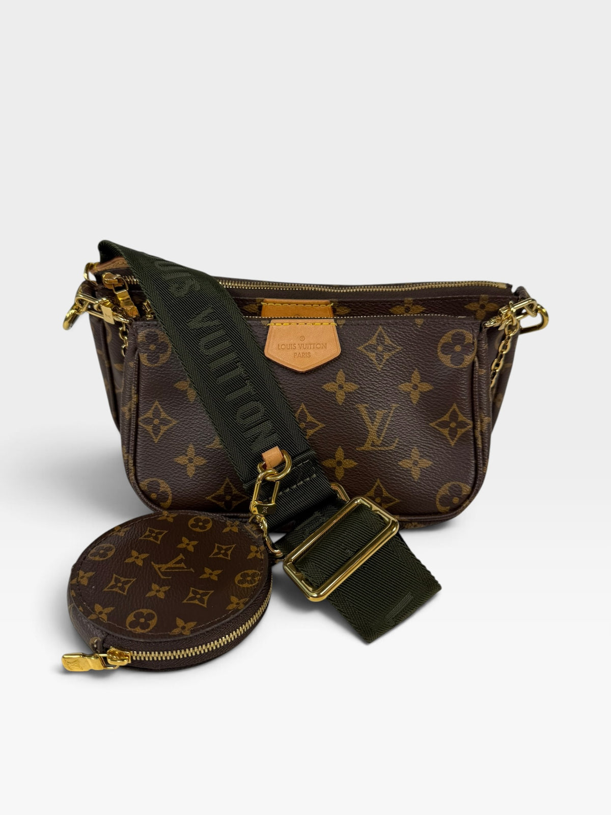 Louis Vuitton Multi Pochette In Monogram Canvas With Gold Hardware 100% authentic and preloved in excellent condition