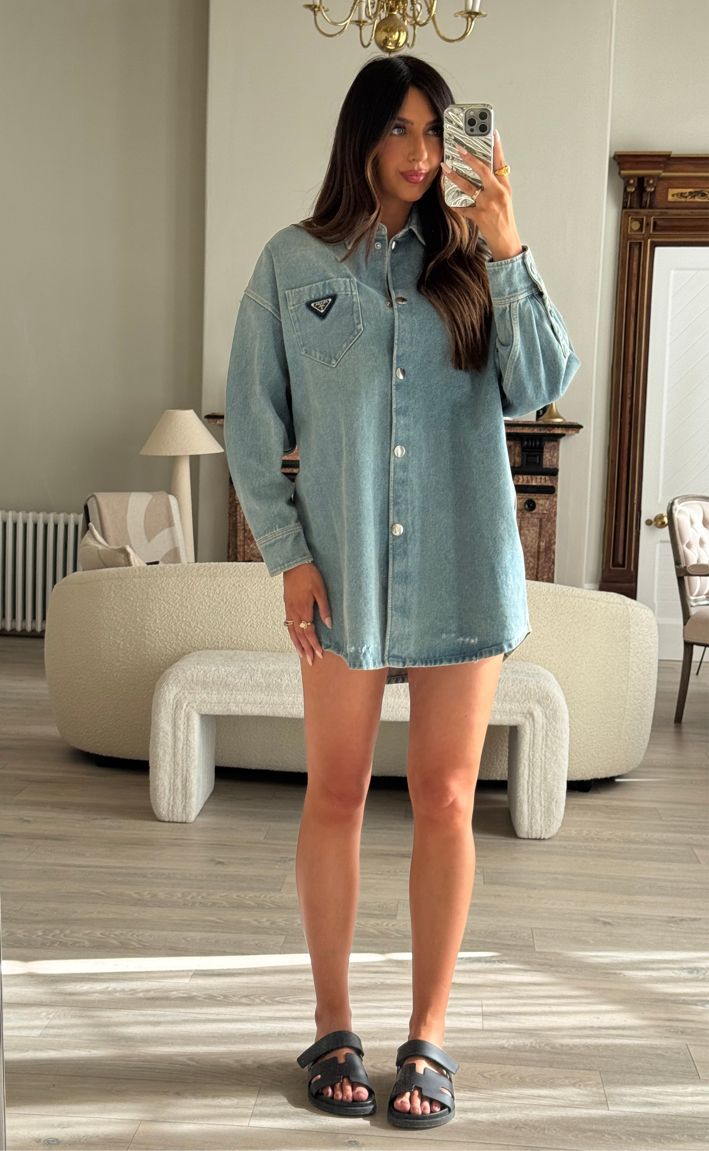 Prada Oversized Denim Shirt Dress (Size 38/UK6)