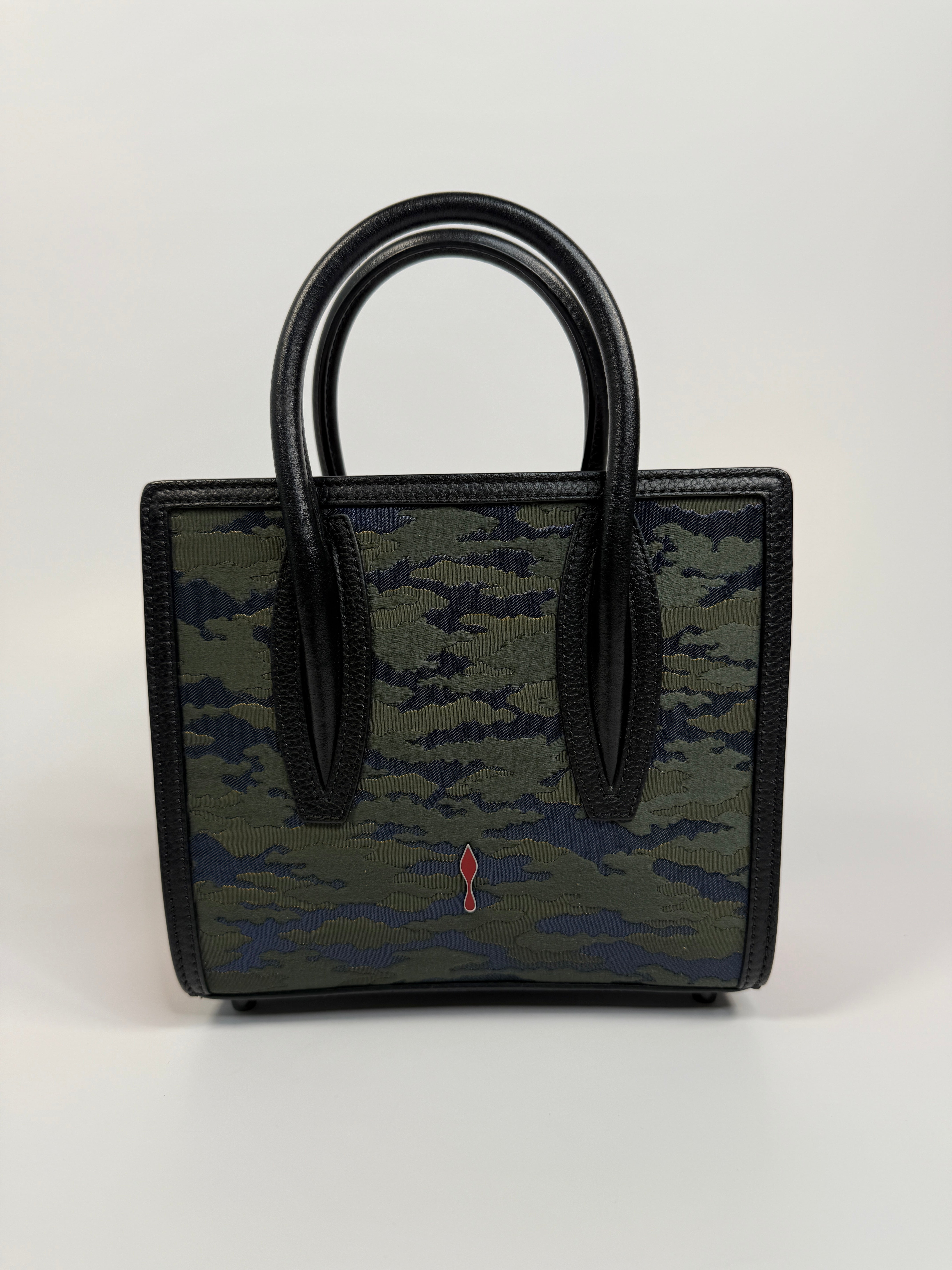 Christian Louboutin Mini Paloma Camo Jacquard Satchel Bag In Green and Black. Authentic, pre loved and excellent condition.