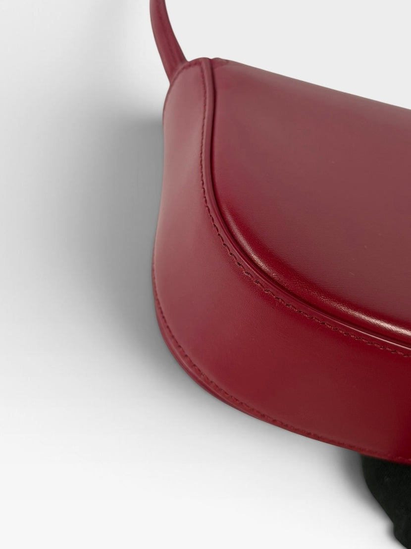 Saint Laurent Demi-Lune In Cherry Leather With Gold Hardware 100% authentic and preloved in excellent condition