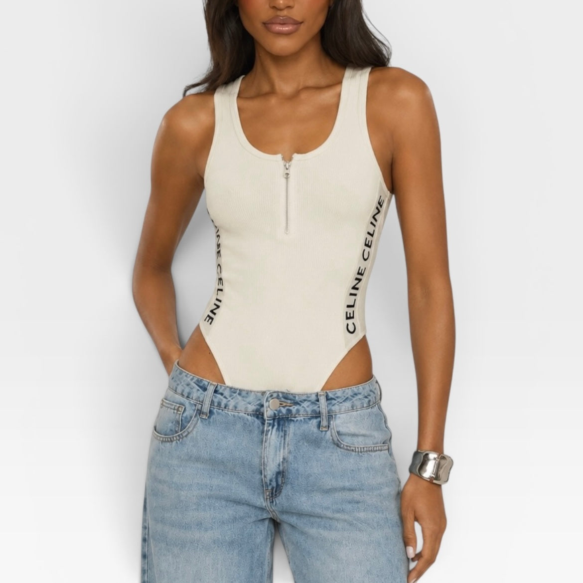Celine Logo Bodysuit (Size IT40/UK8)