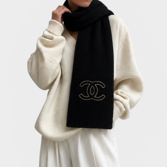Chanel Cashmere CC Logo Scarf