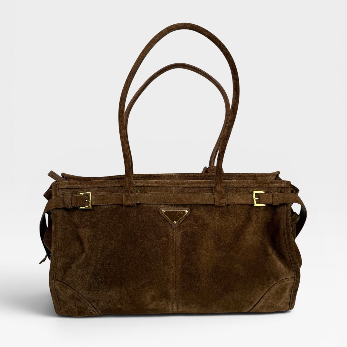 Prada Large Bonnie Suede Handbag