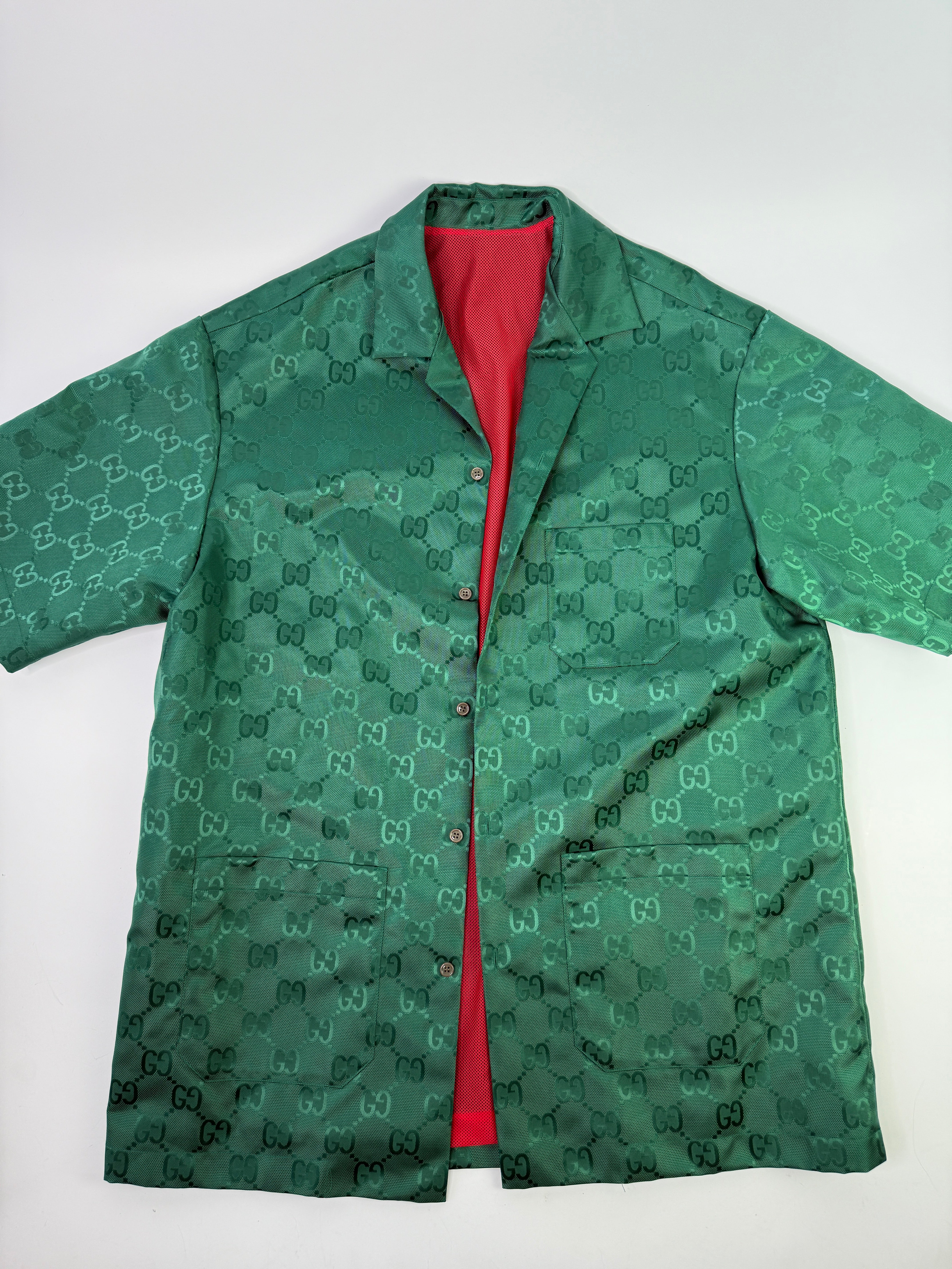 Gucci GG Canvas Nylon Bowling Shirt 'Green' (Size 54)