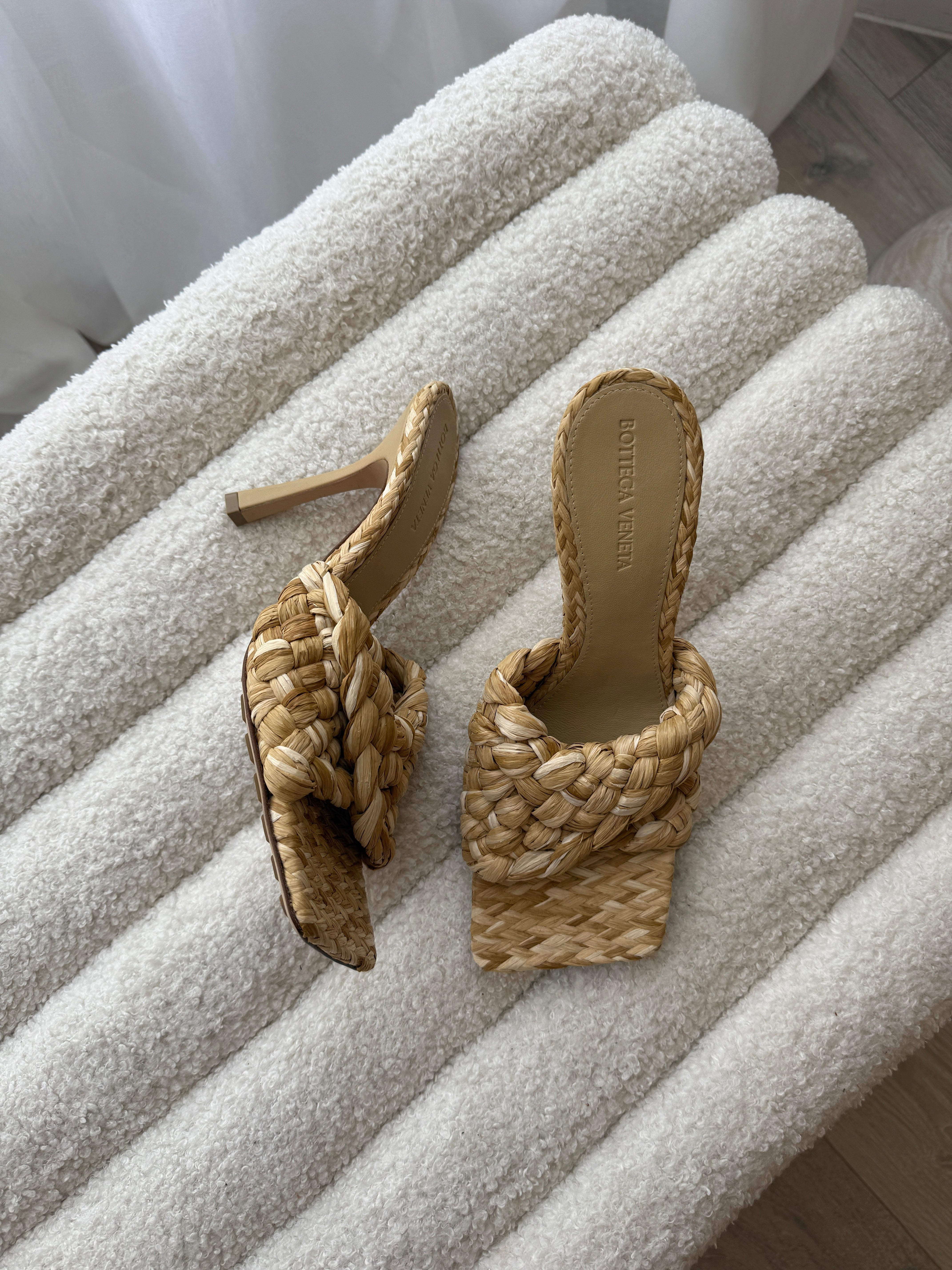 Bottega Veneta Intrecciato Raffia Mules (Size 39/UK6)