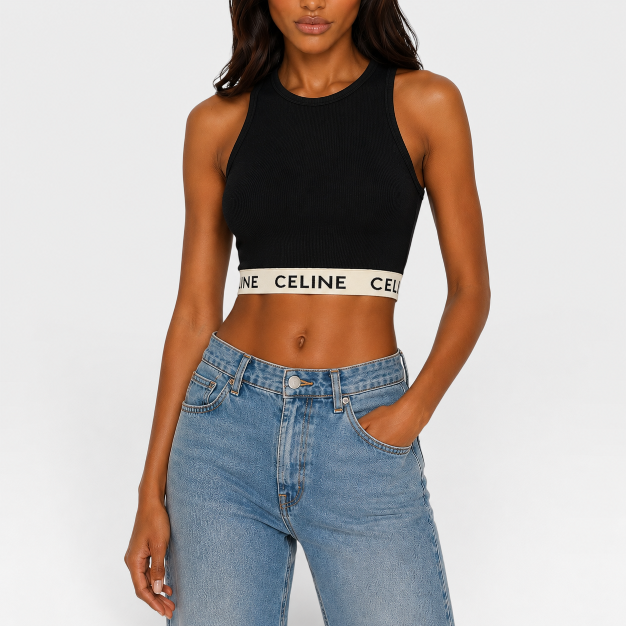 Celine Logo Crop Top (Size XS/UK6)
