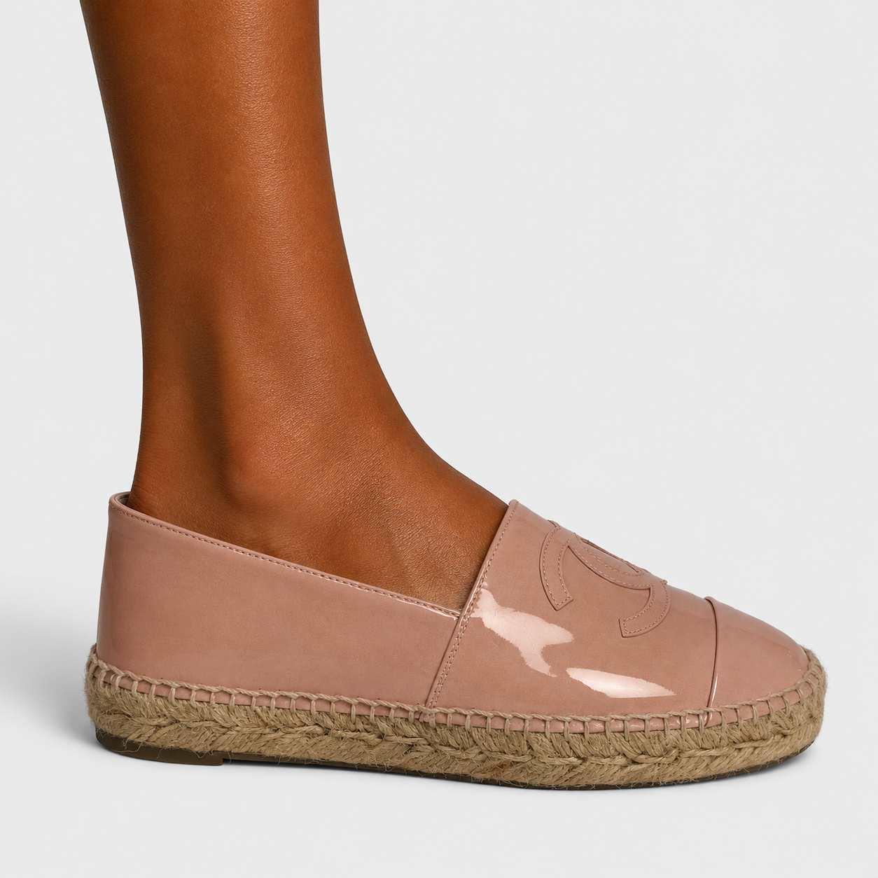 Chanel Espadrilles In Blush Patent Leather (Size 37/ UK4)