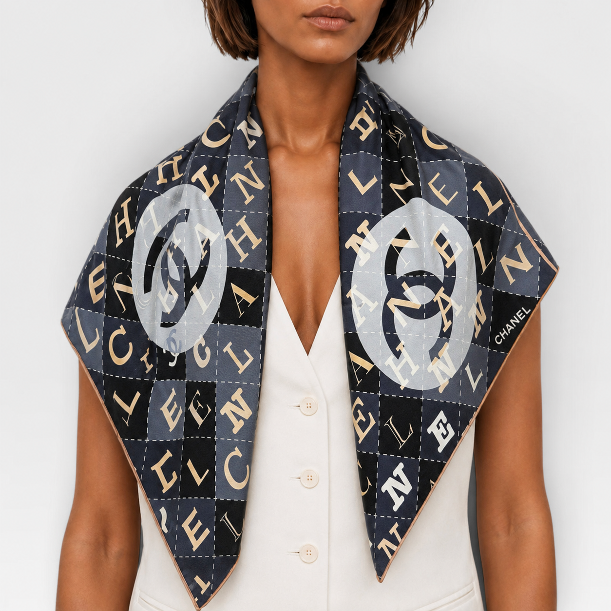 Chanel Silk CC Scarf