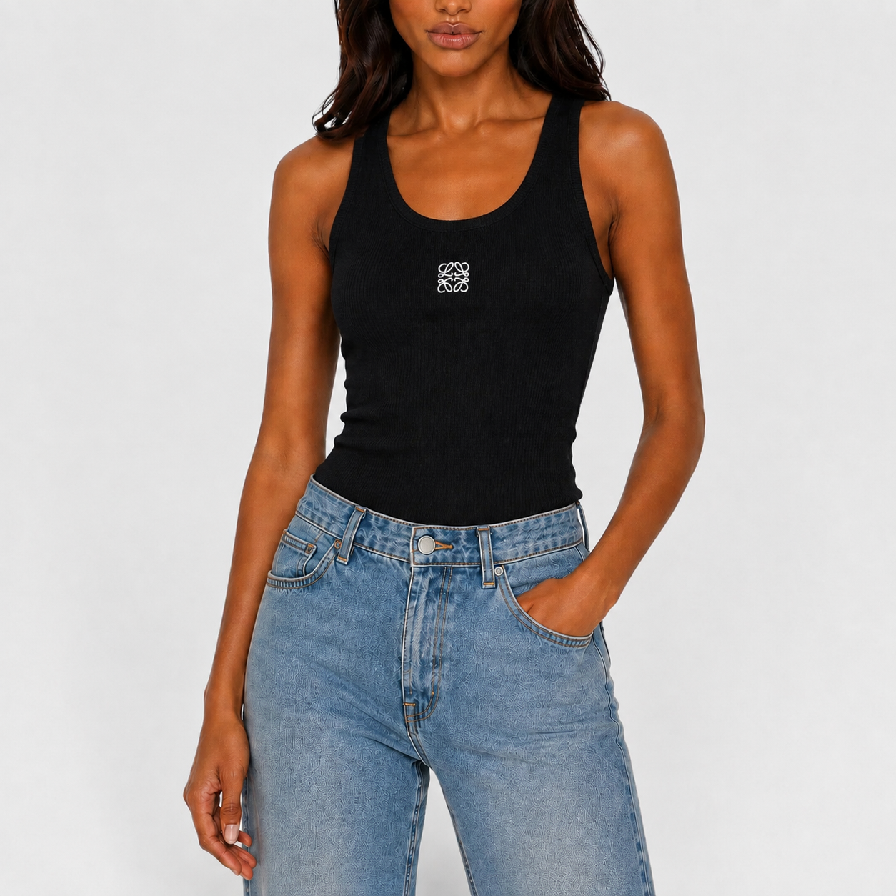 Loewe Anagram Black Vest (Size S/UK8). Authentic and preloved in very good condition