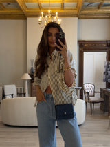 Chanel Square Wallet On Chain In Patent Navy Leather GHW