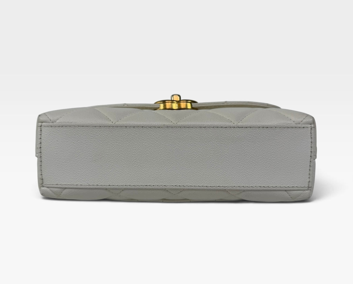 Chanel Mini Flap In White Caviar Leather With Gold Hardware 100% authentic and preloved in excellent condition