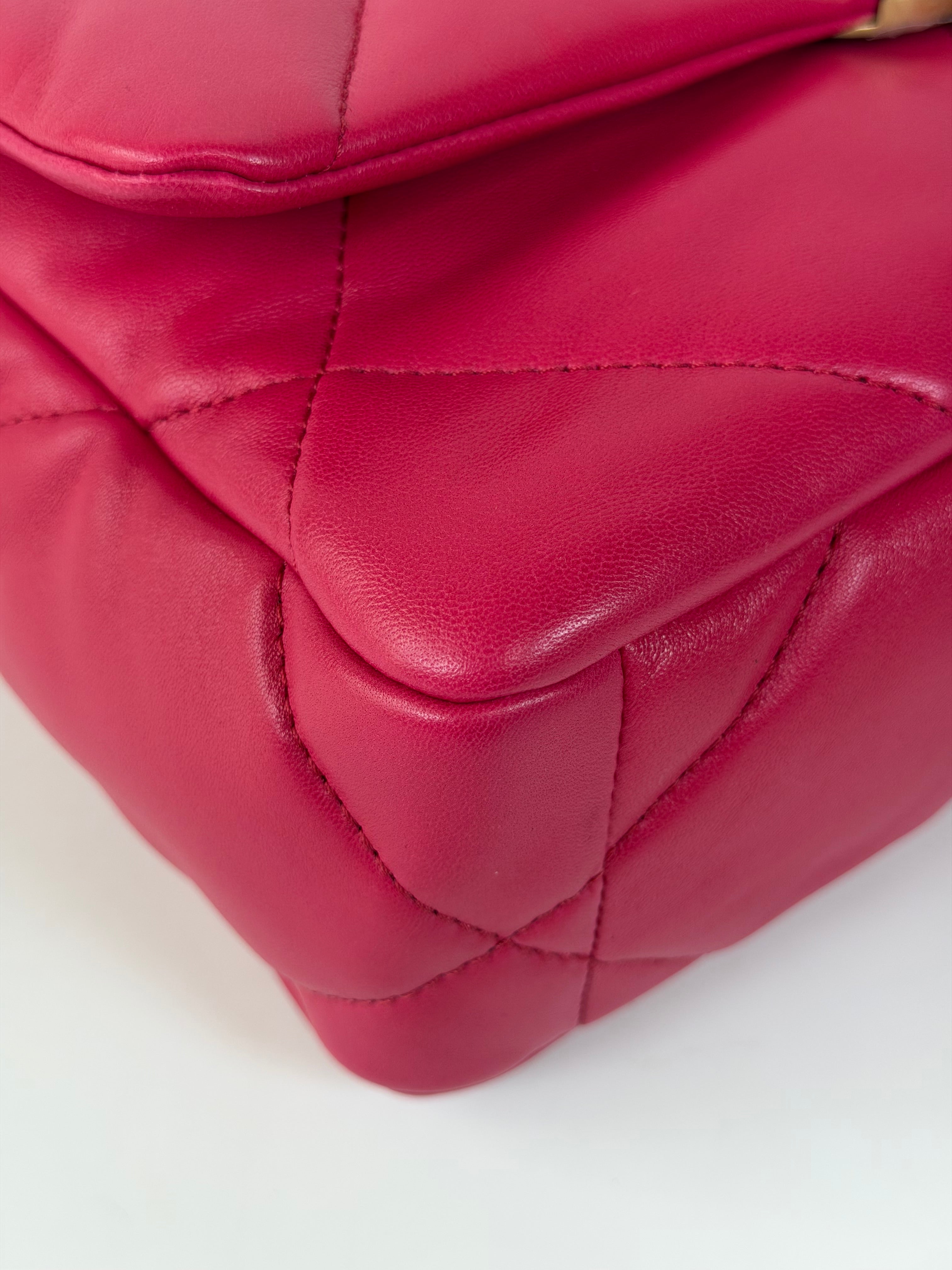 Chanel 19 Small In Pink Lambskin Leather With Mixed Hardware 100% authentic and preloved in excellent condition
