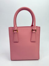Prada Mini Tote In Pink Saffiano Leather