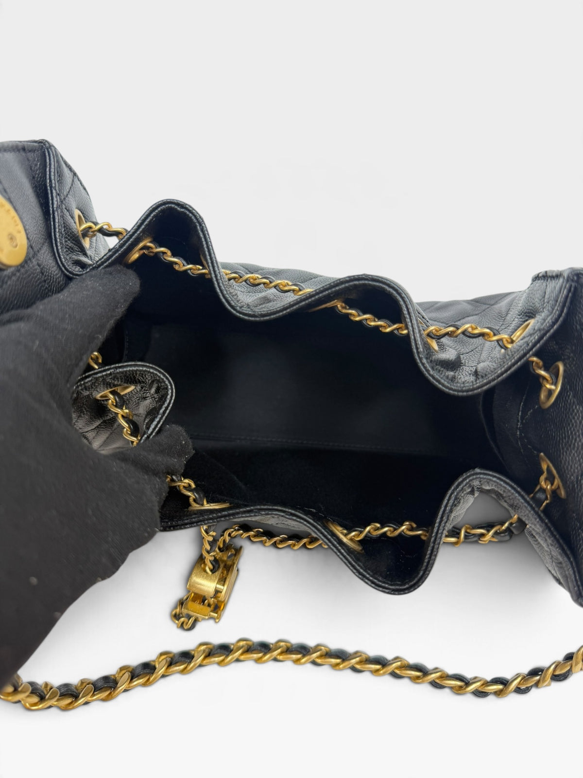 *Luxe Top Pick* Chanel 25 Micro In Black Caviar Leather With Aged Gold Hardware. 100% authentic and pre loved in excellent condition.