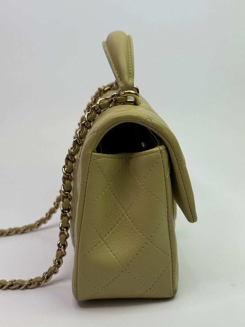 Chanel Mini Rectangle Flap Bag In Pistachio Green Lambskin With GHW