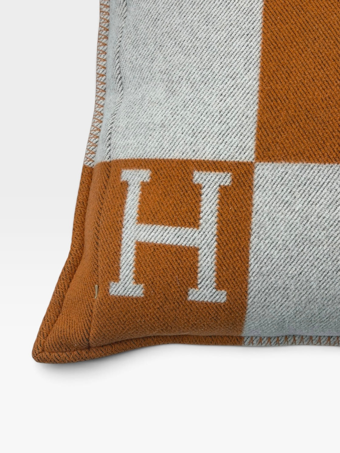 Hermès Avalon Cushion 70x70 In Ecru And Potiron. 100% authentic and preloved in excellent condition.