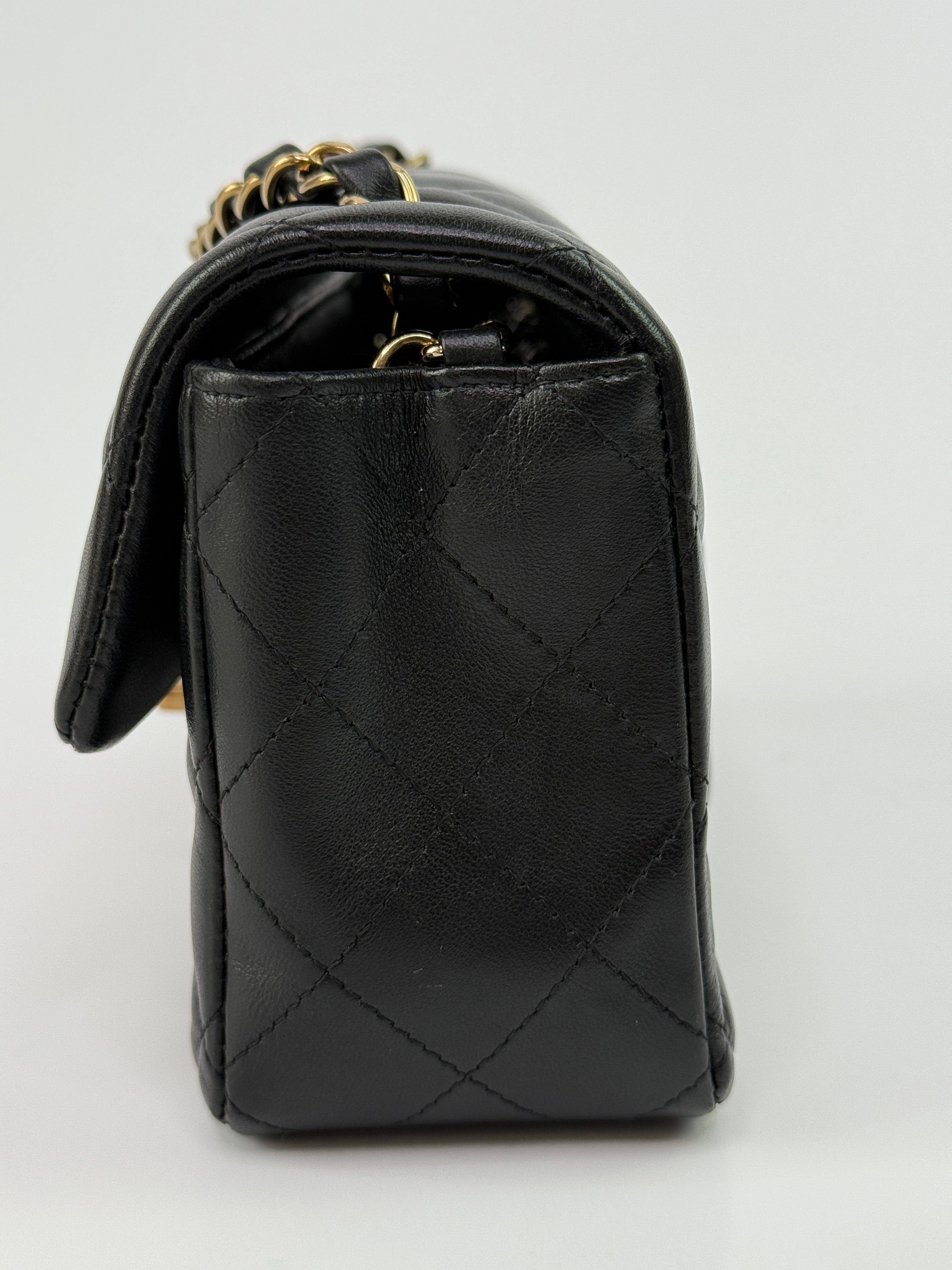 Chanel Mini Rectangle In Black Lambskin With GHW