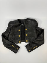 Balmain Cropped Leather Jacket (Size FR36/UK8)