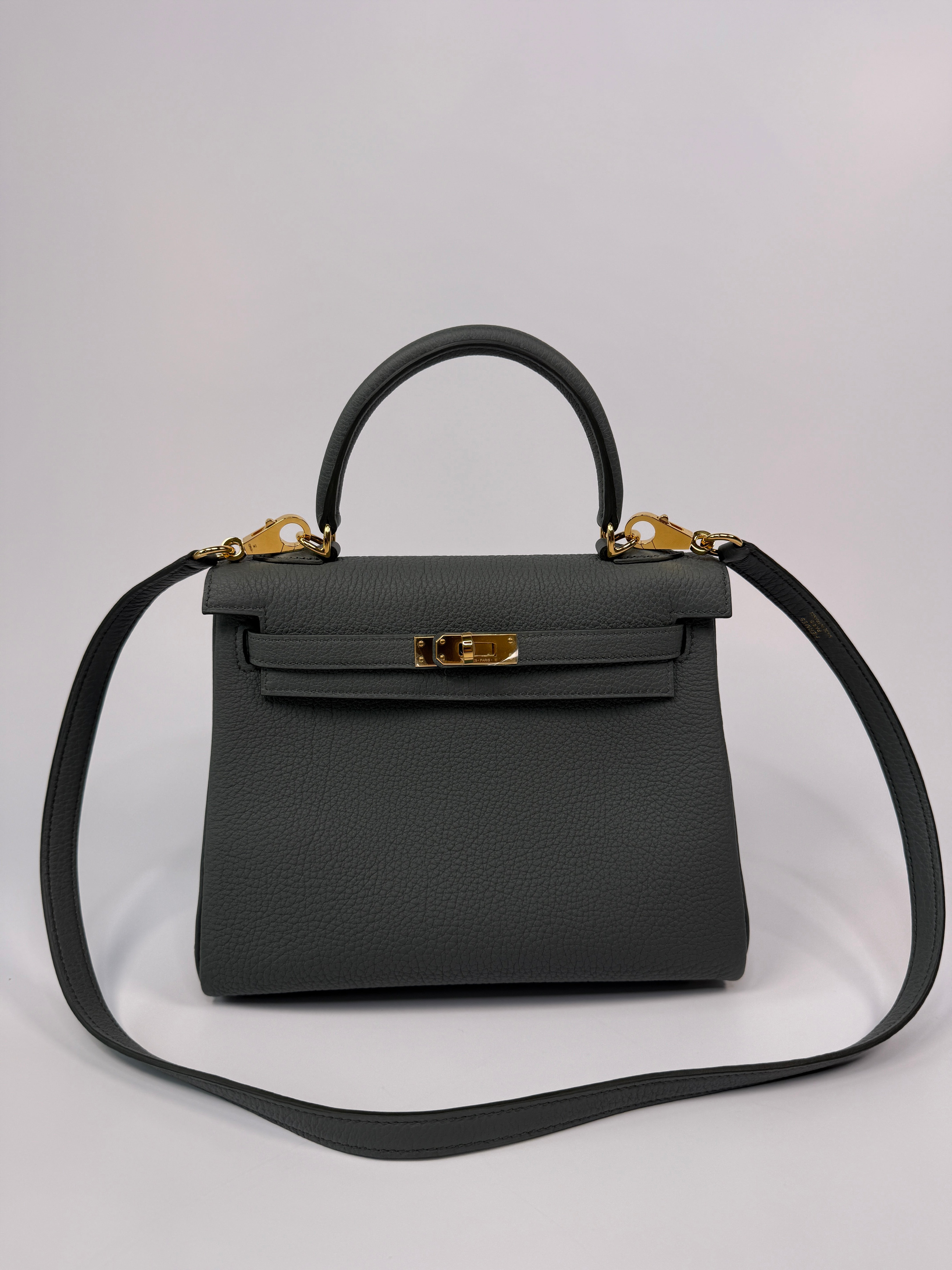 Authentic Pre Loved Hermès Kelly 25 In Vert Amande Togo Leather With Gold Hardware New & Unused