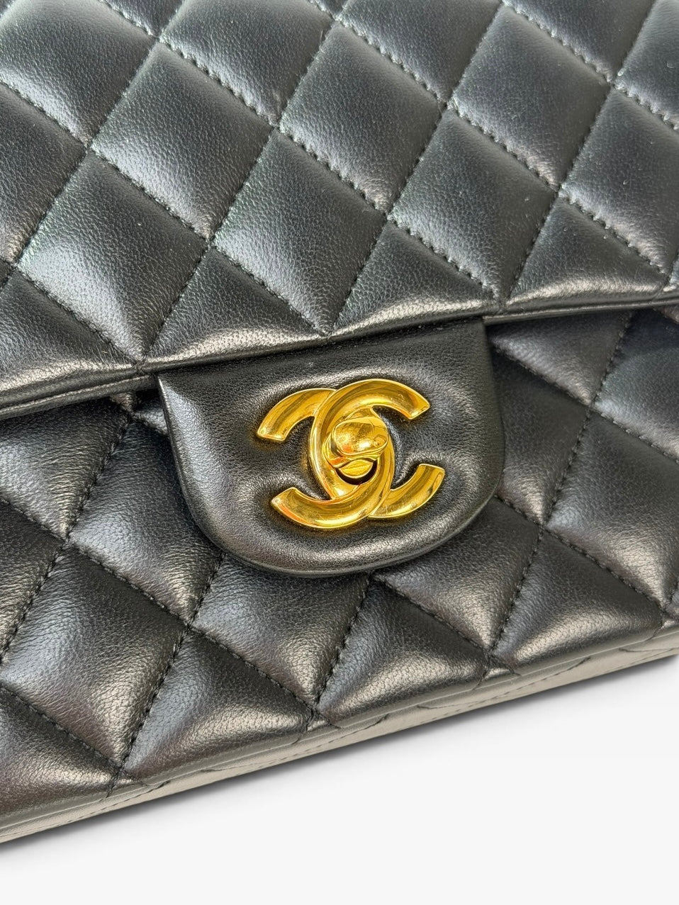 Chanel Medium Classic Double Flap In Black Lambskin Leather Gold Hardware. 100% authentic and preloved in excellent condition 