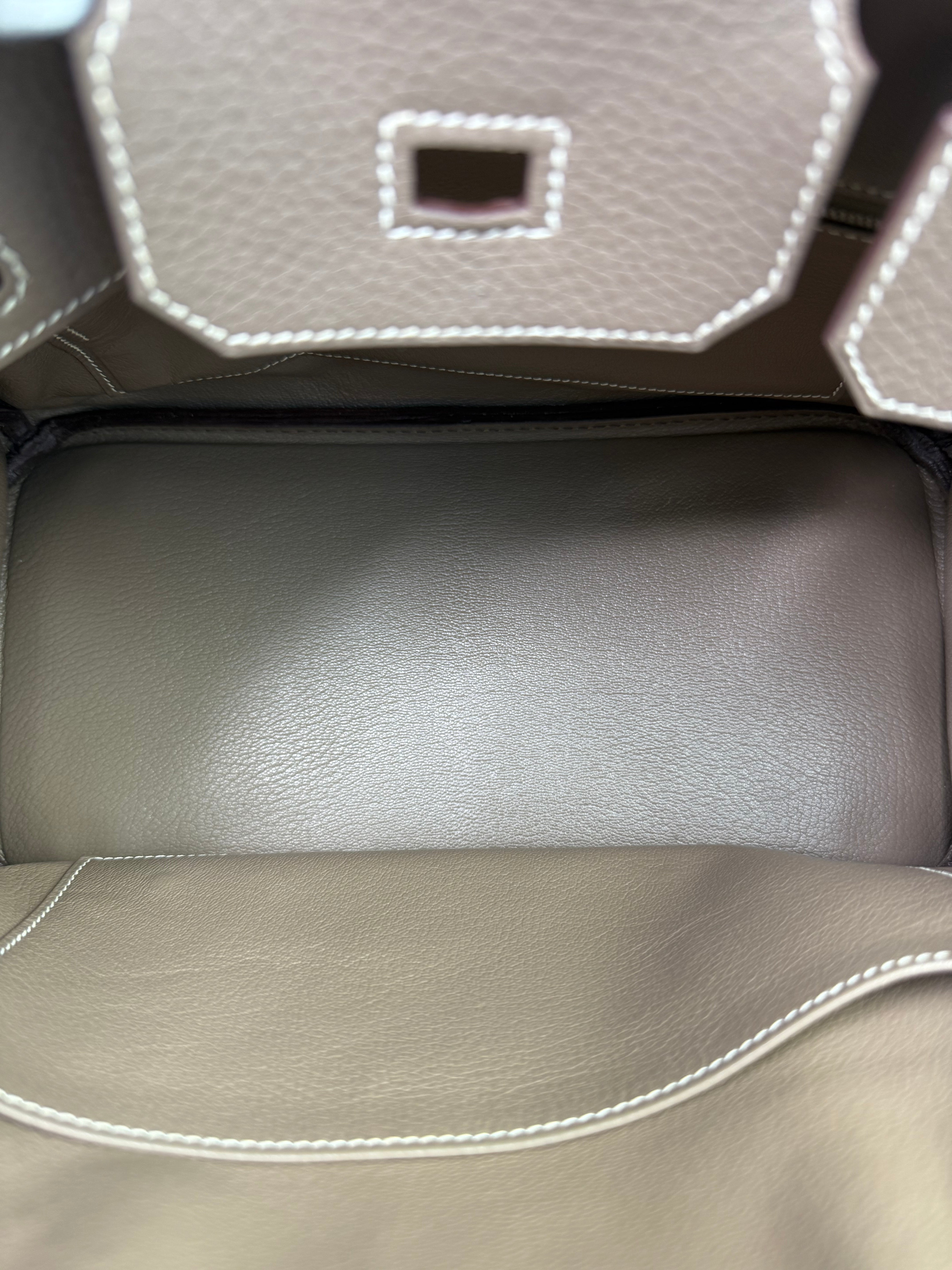 Authentic Pre Loved Hermès Birkin 30 In Etoupe Clemence Leather With Palladium Hardware Excellent Condition