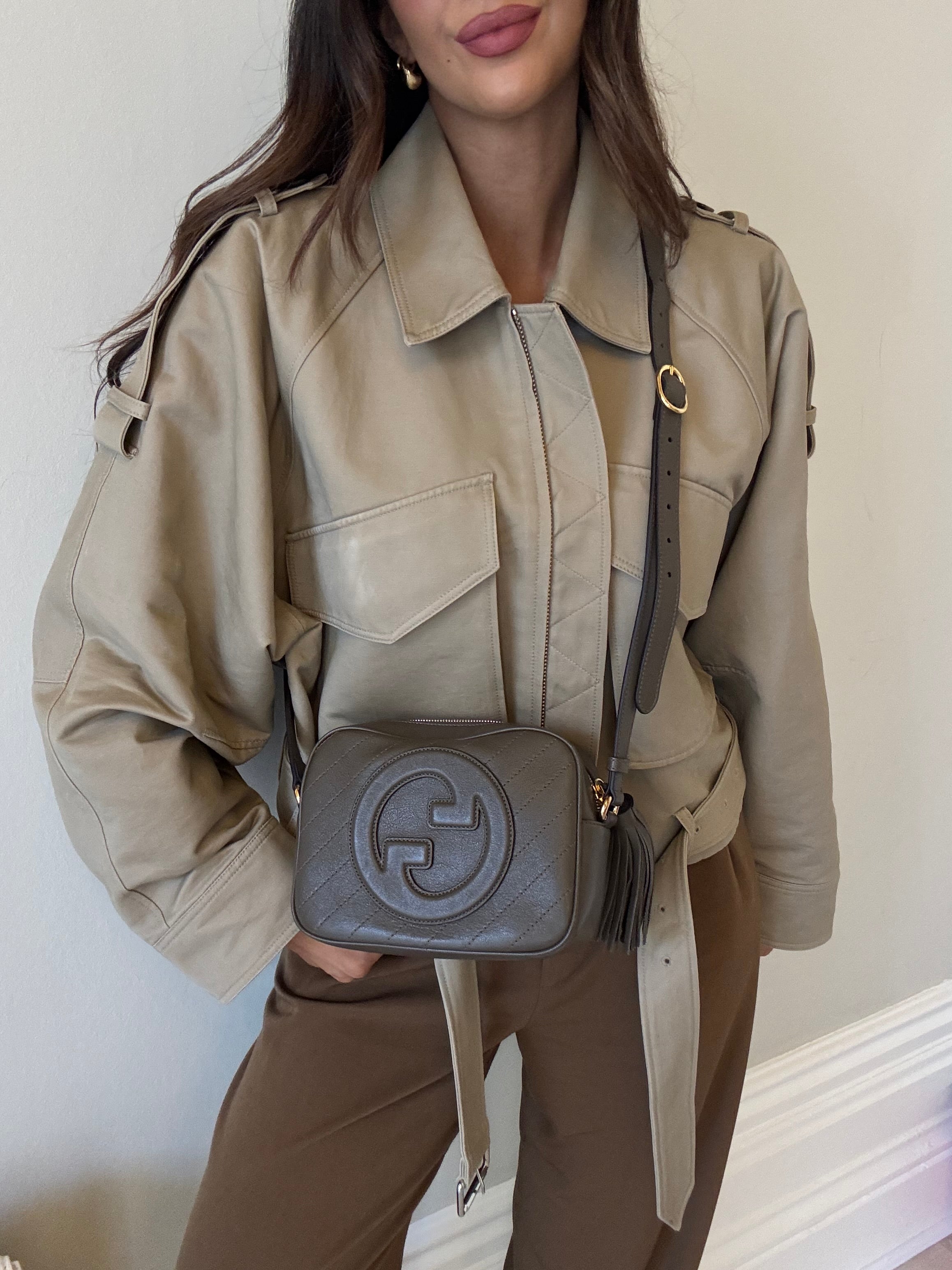 Gucci Soho Disco Crossbody Bag In Khaki  Leather
