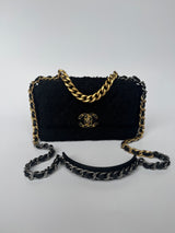 Chanel 19 Small In Black Bouclé Tweed