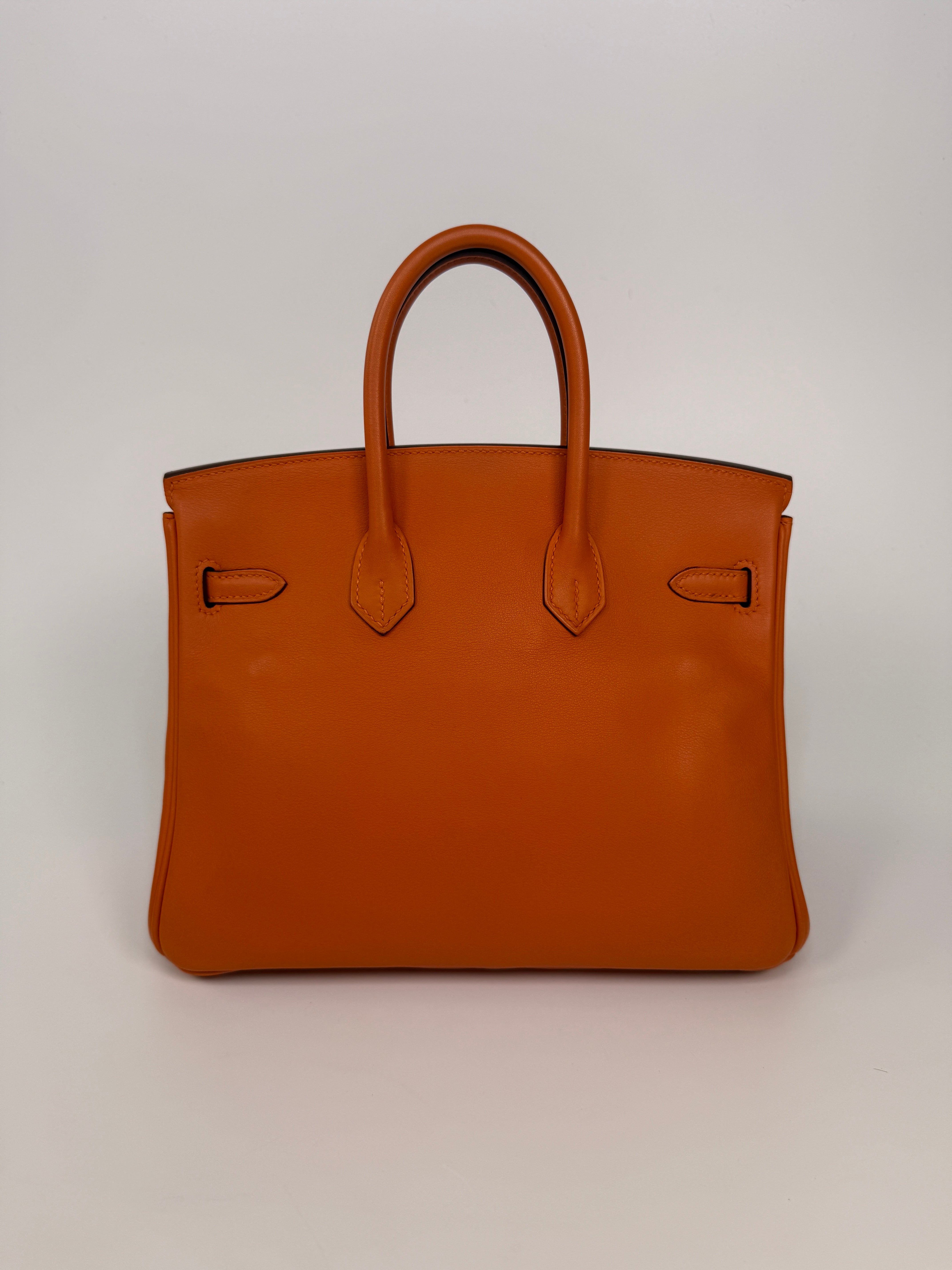 Hermès Birkin 25 In Orange Swift Leather With Palladium Hardware