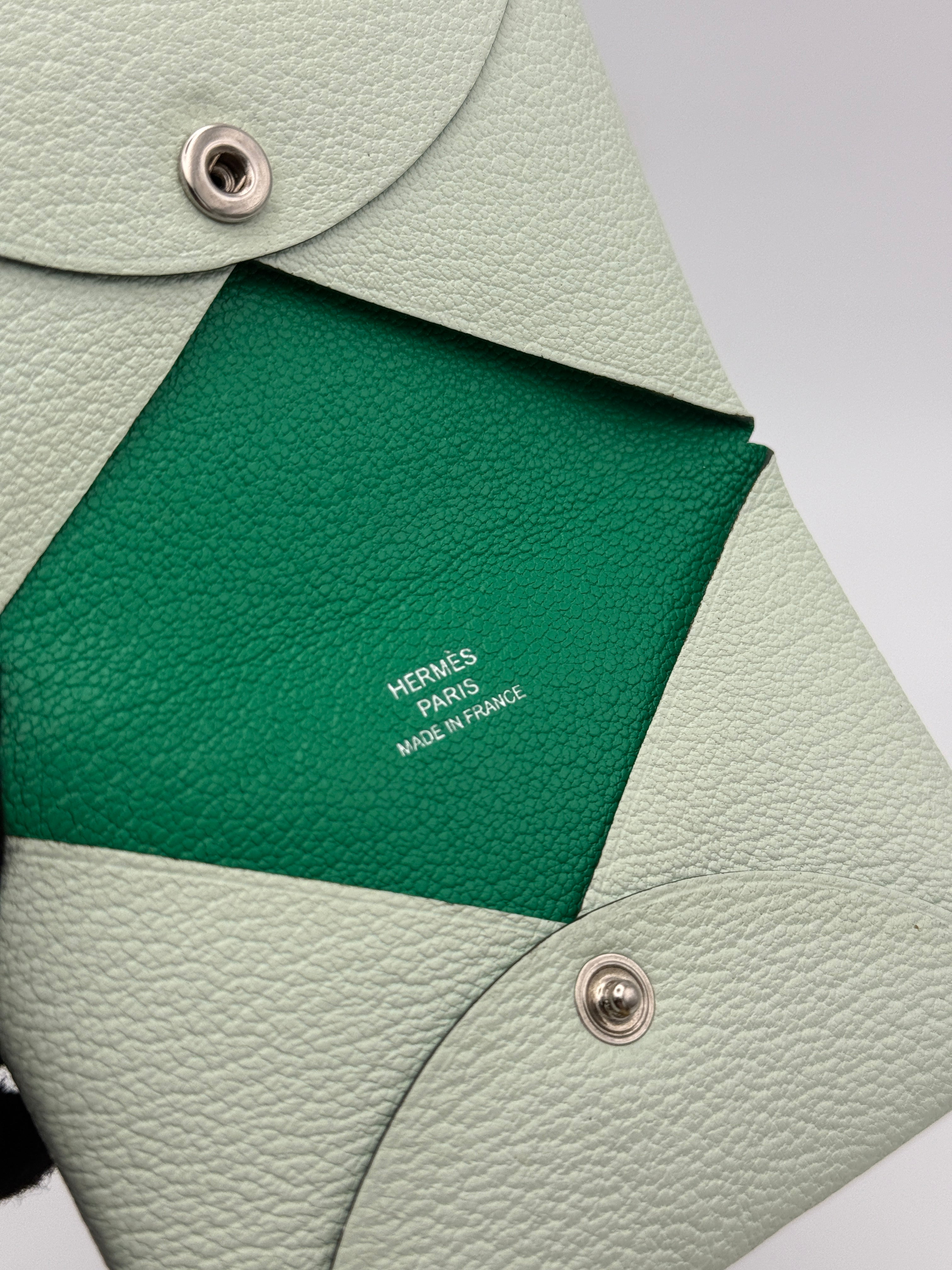 Hermès H Calvi Duo Wallet In Vert Fizz & Green Bamboo