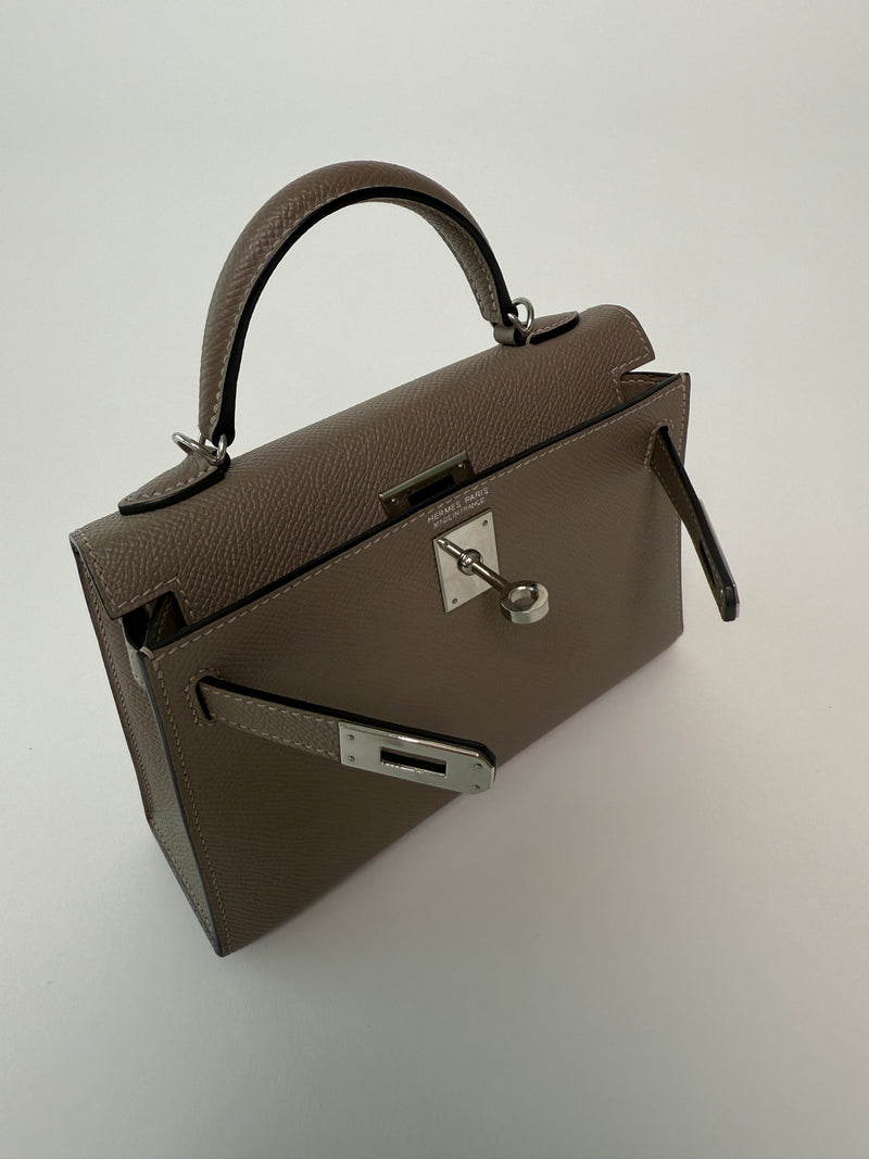 Hermés Mini Kelly Gris Asphalt In Epsom Leather With PHW