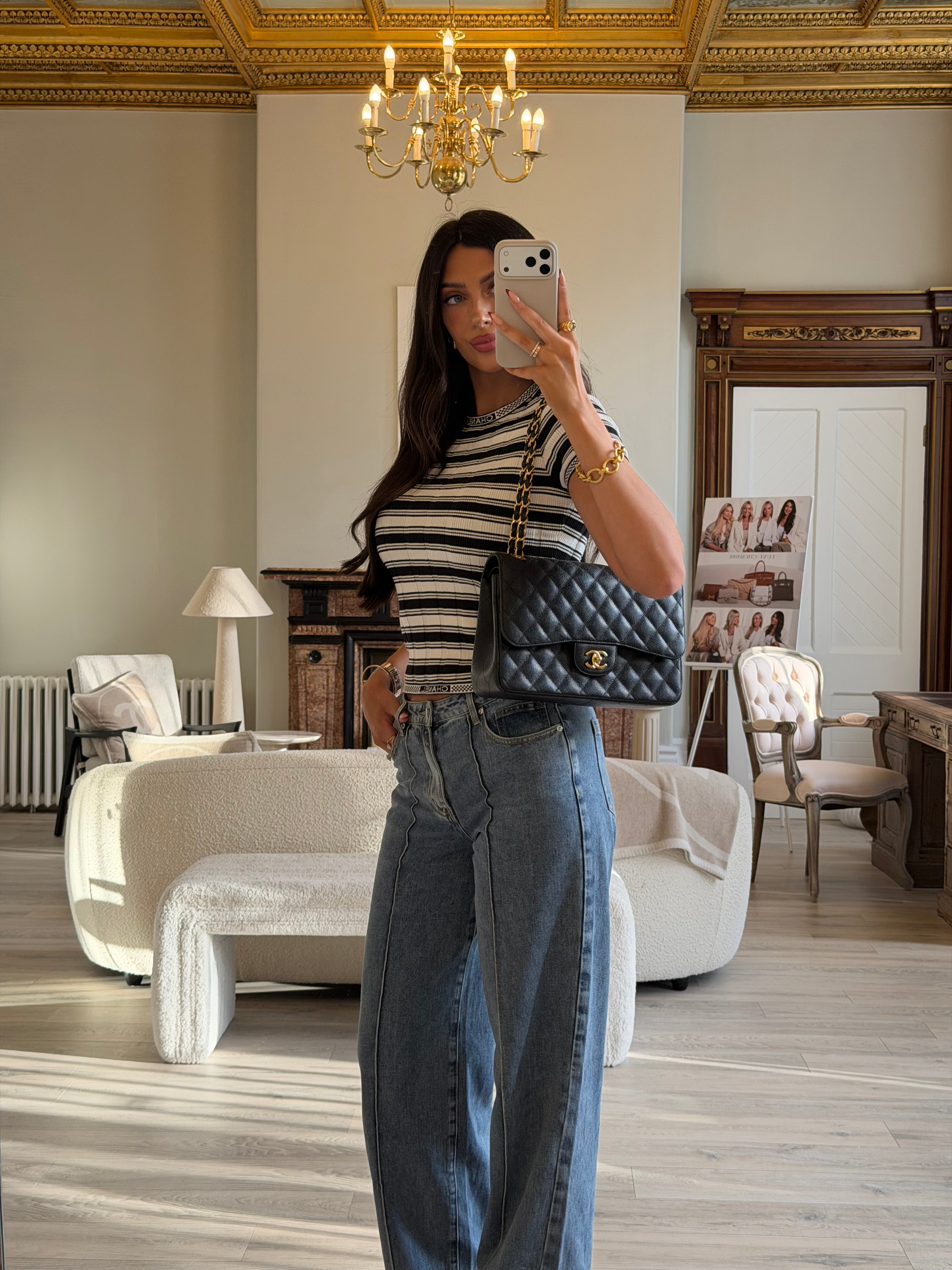 Chanel Classic Jumbo Flap Bag In Black Caviar Leather With GHW