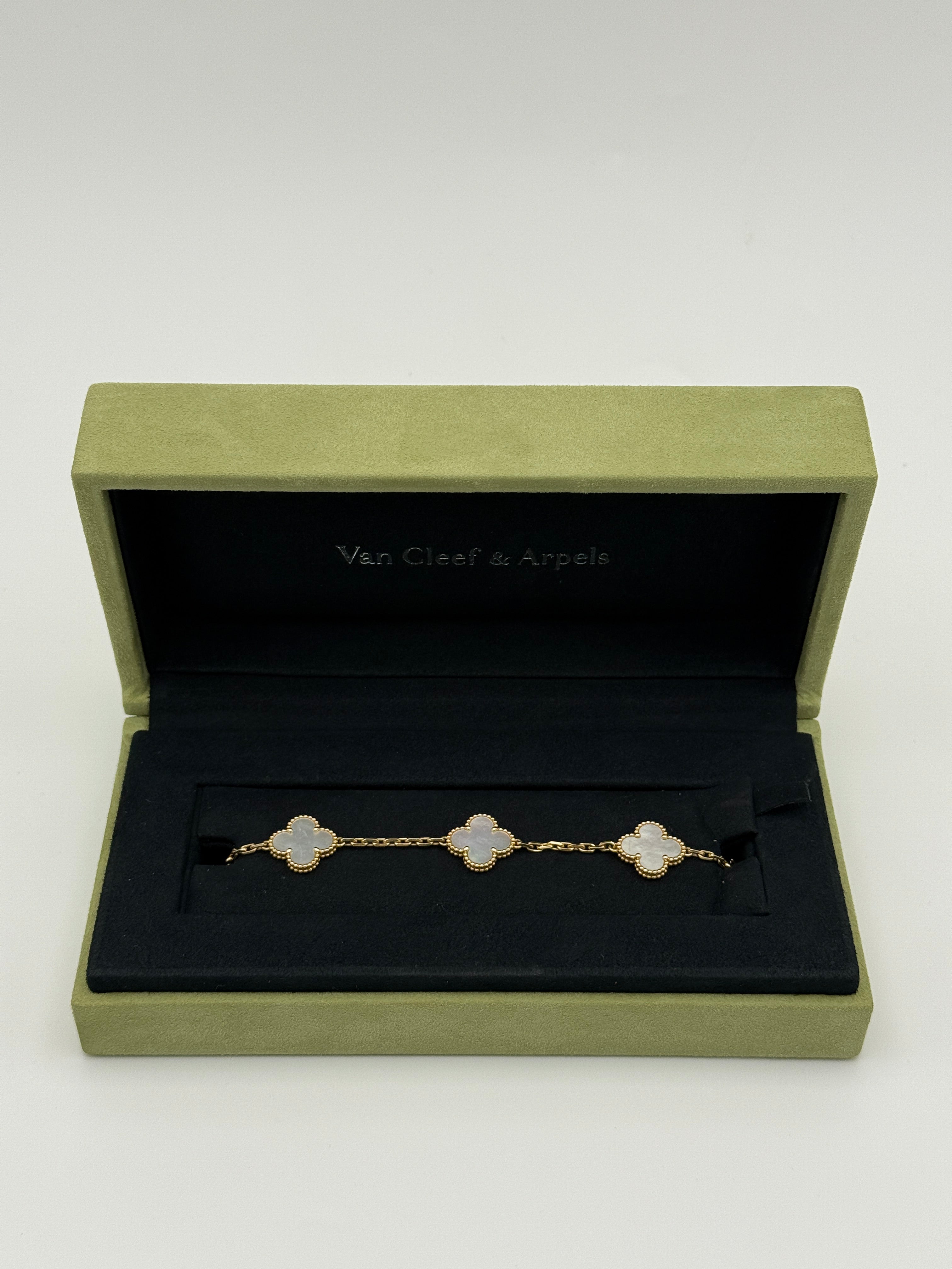Van Cleef & Arpels Vintage Alhambra Bracelet, 5 Motifs Mother Of Pearl