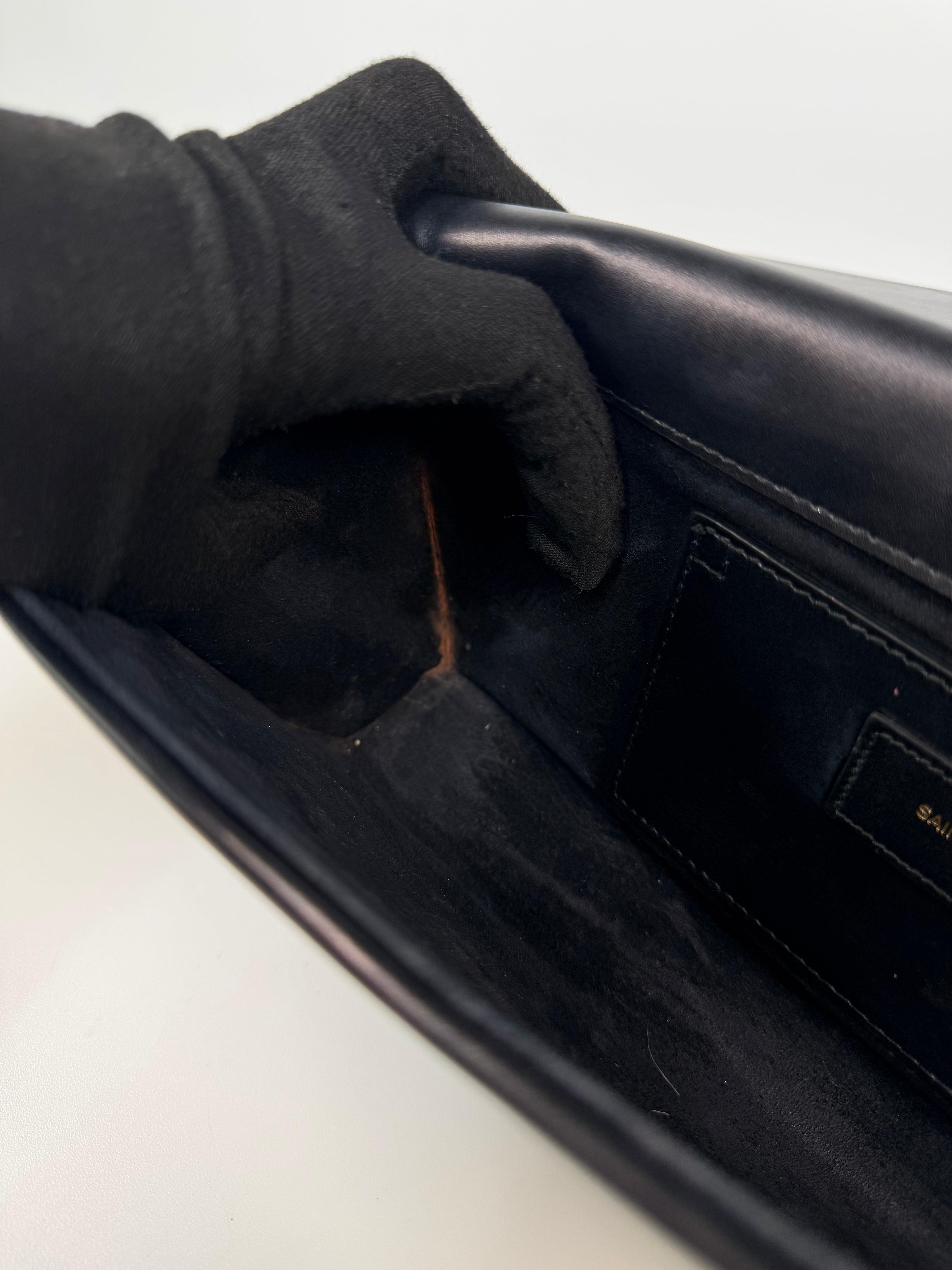Saint Laurent Kate Long Clutch In Black Leather Gold Hardware. 100% authentic and preloved in very good condition