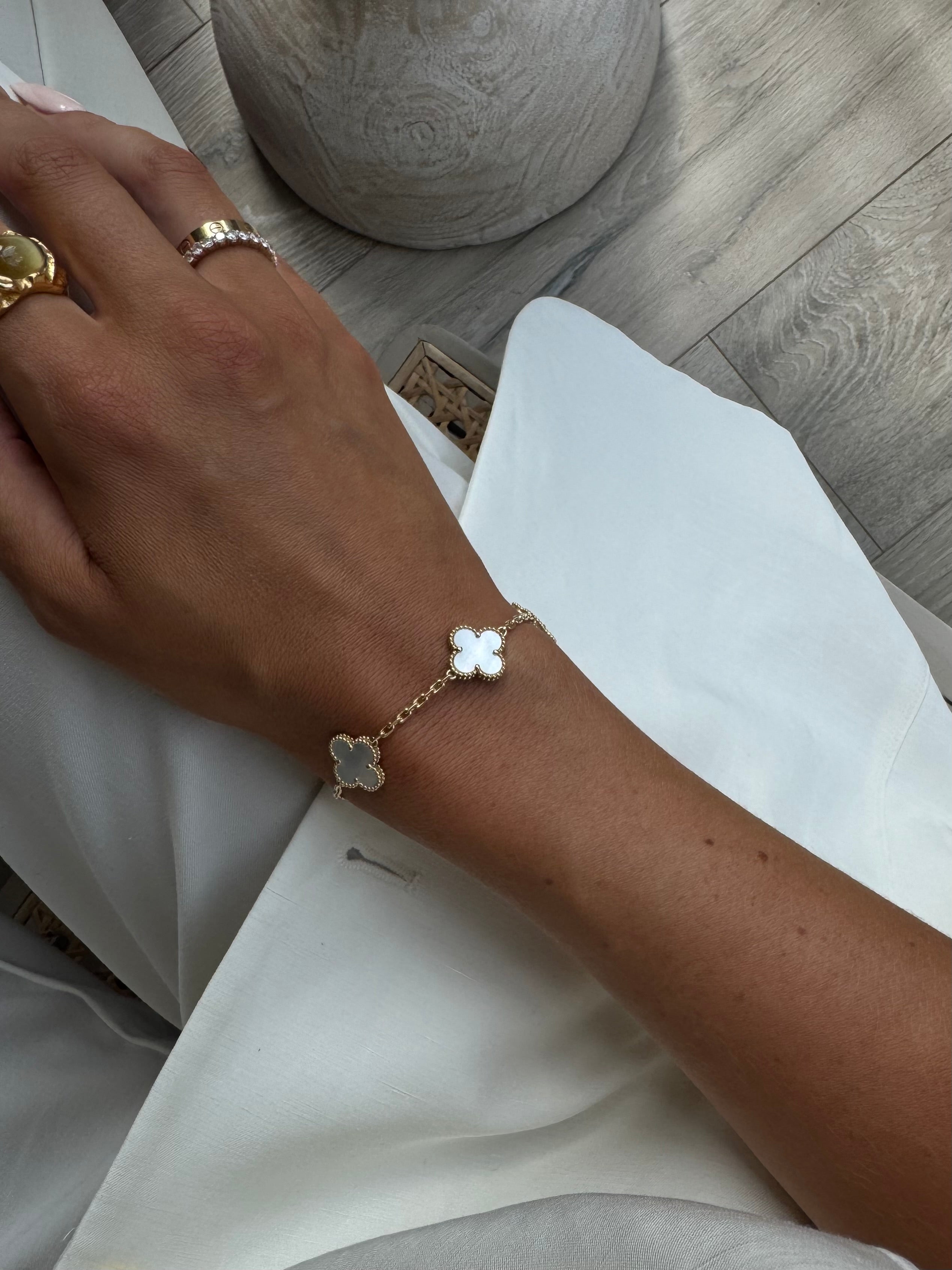 Van Cleef & Arpels Vintage Alhambra Bracelet, 5 Motifs Mother Of Pearl